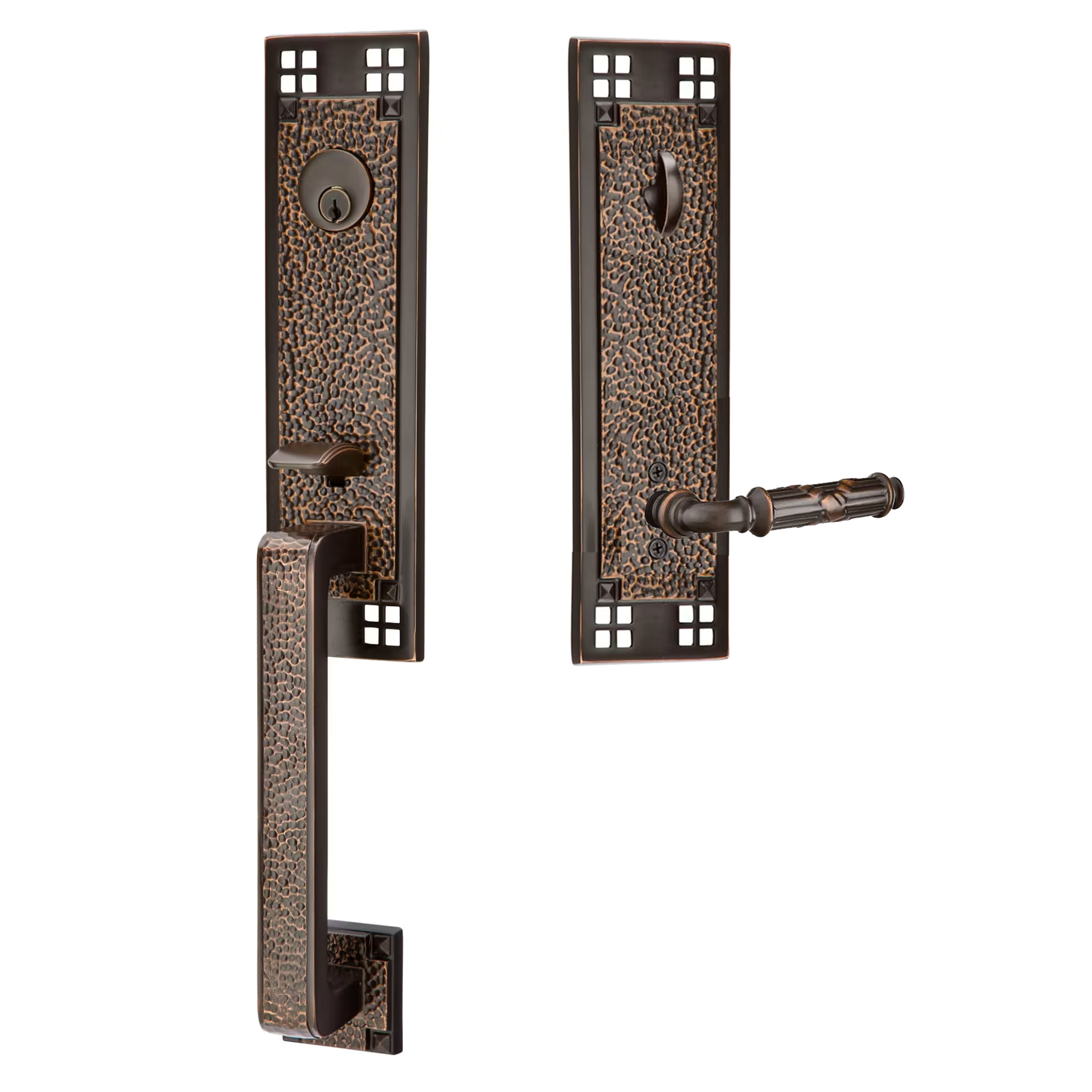 Emtek Arts & Crafts Tubular Entryset Monolithic with Ribbon & Reed Lever