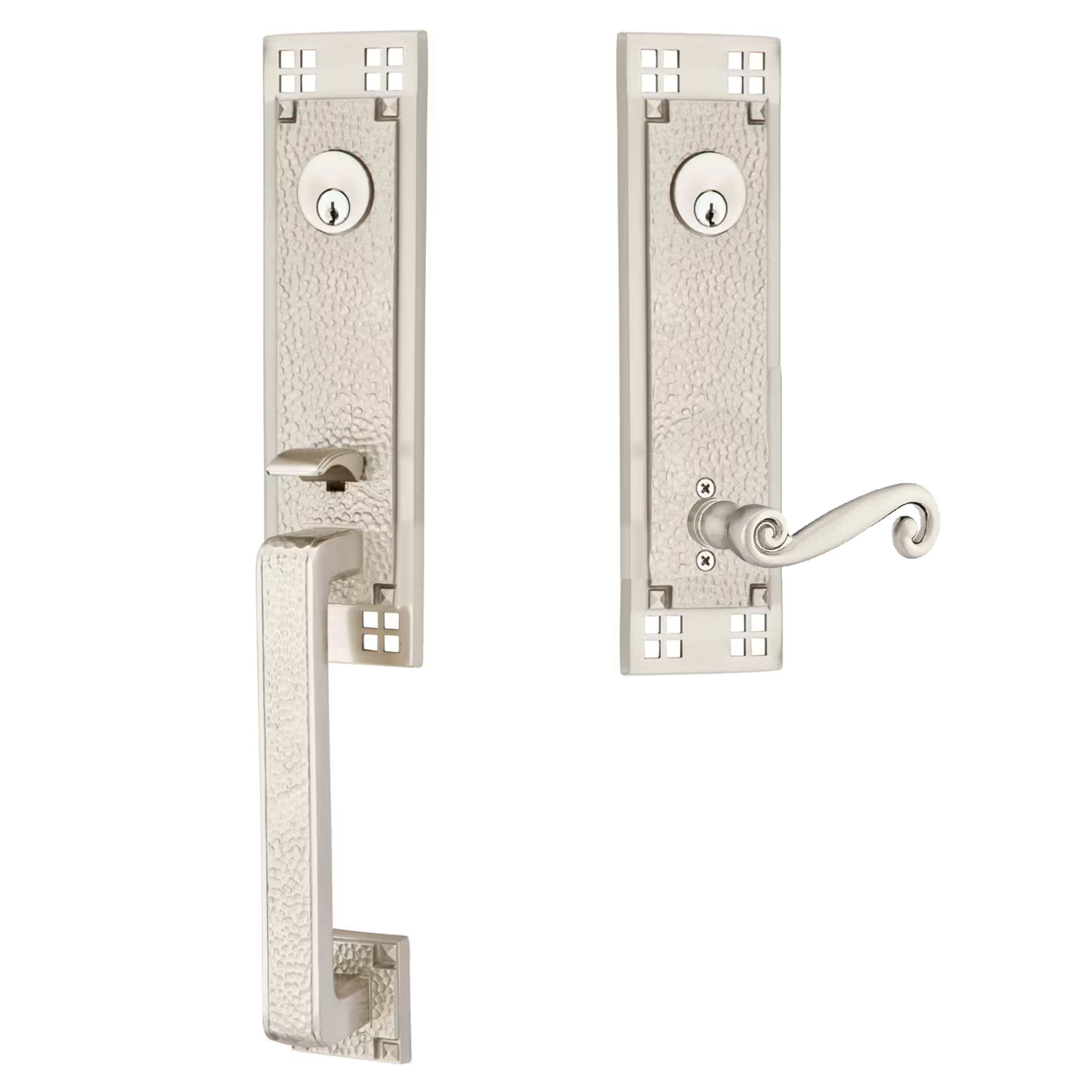 Emtek Arts & Crafts Tubular Entryset Monolithic with Rustic Lever