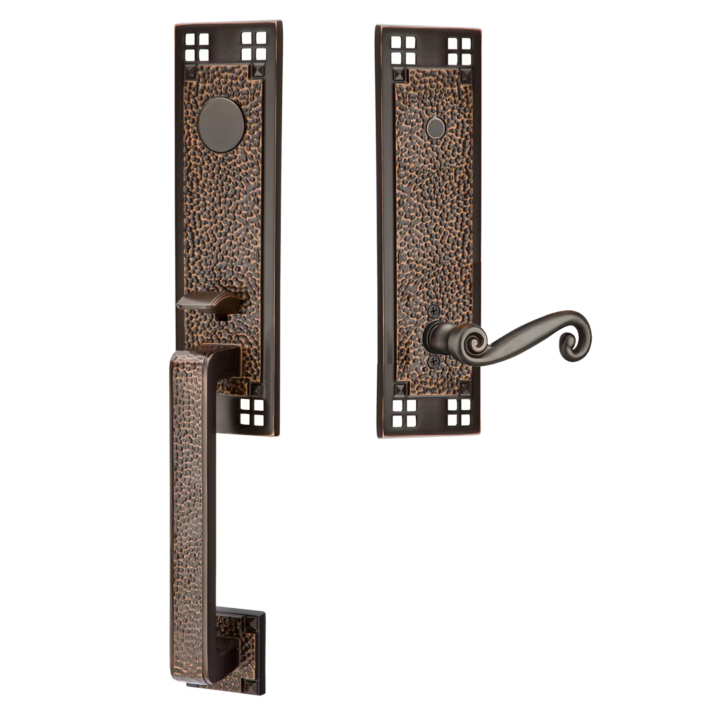 Emtek Arts & Crafts Tubular Entryset Monolithic with Rustic Lever