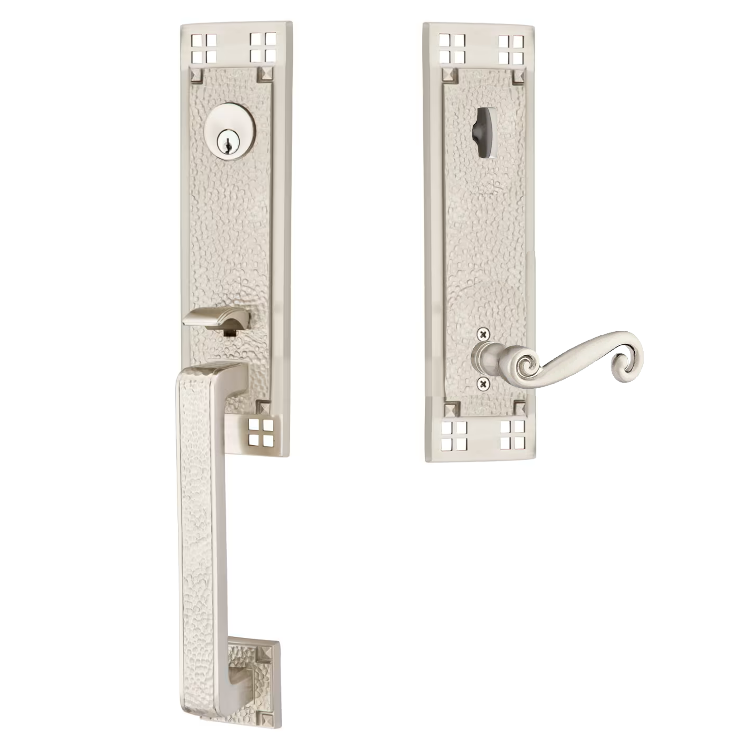 Emtek Arts & Crafts Tubular Entryset Monolithic with Rustic Lever
