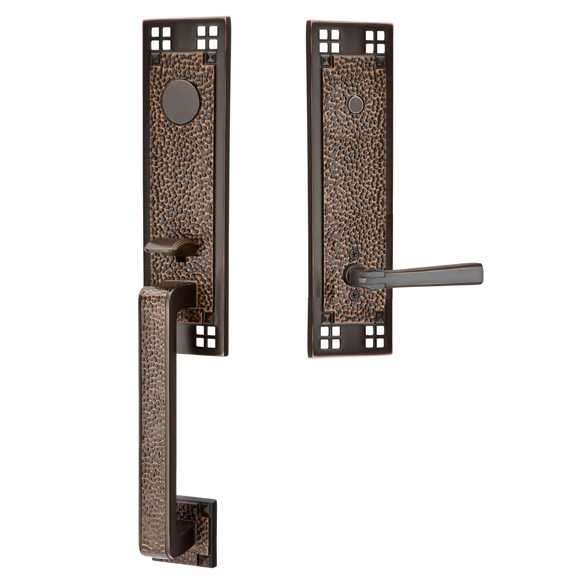 Emtek Arts & Crafts Tubular Entryset Monolithic with Arts & Crafts Lever