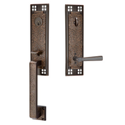 Emtek Arts & Crafts Tubular Entryset Monolithic with Arts & Crafts Lever