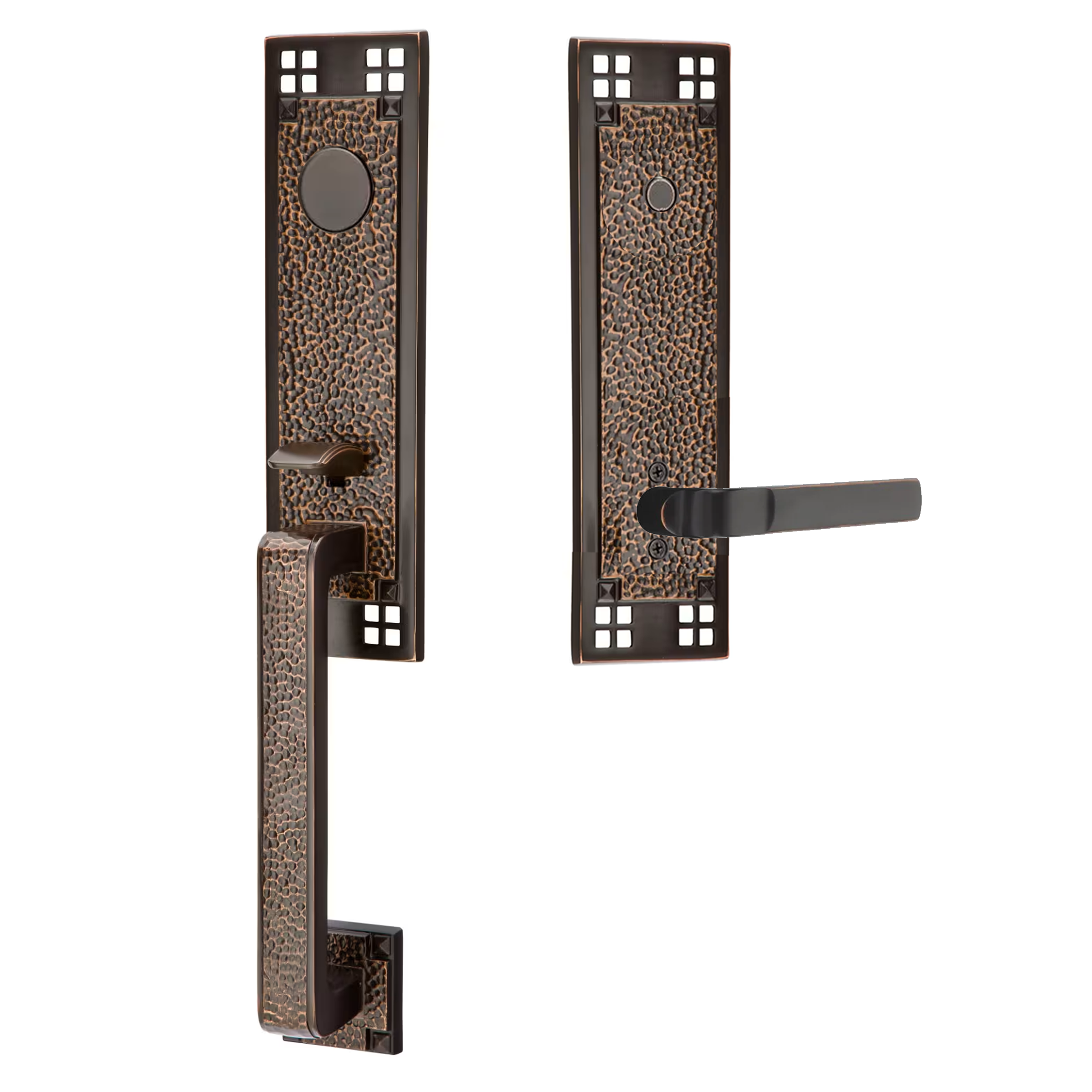 Emtek Arts & Crafts Tubular Entryset Monolithic with Aston Lever