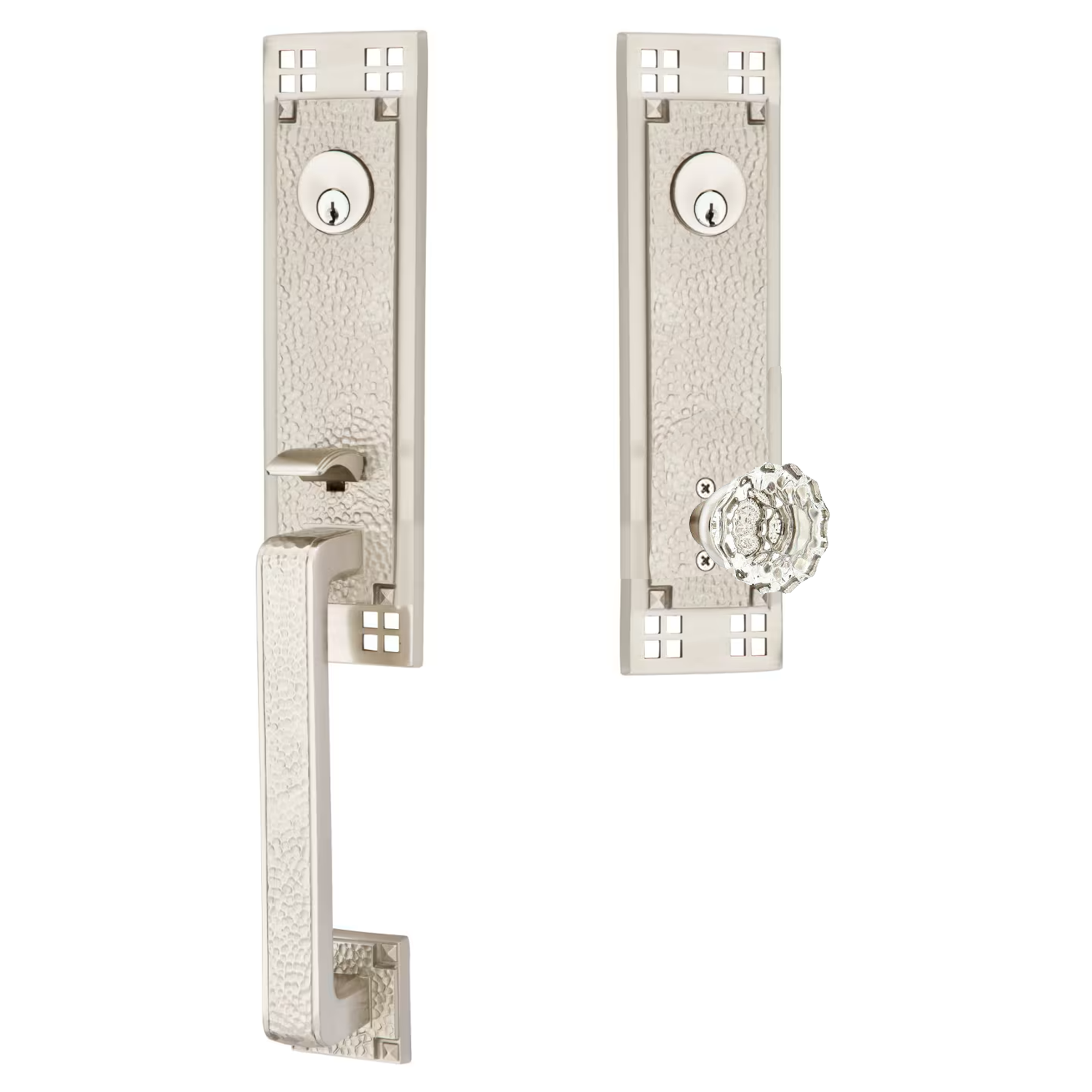 Emtek Arts & Crafts Tubular Entryset Monolithic with Astoria Glass Knob