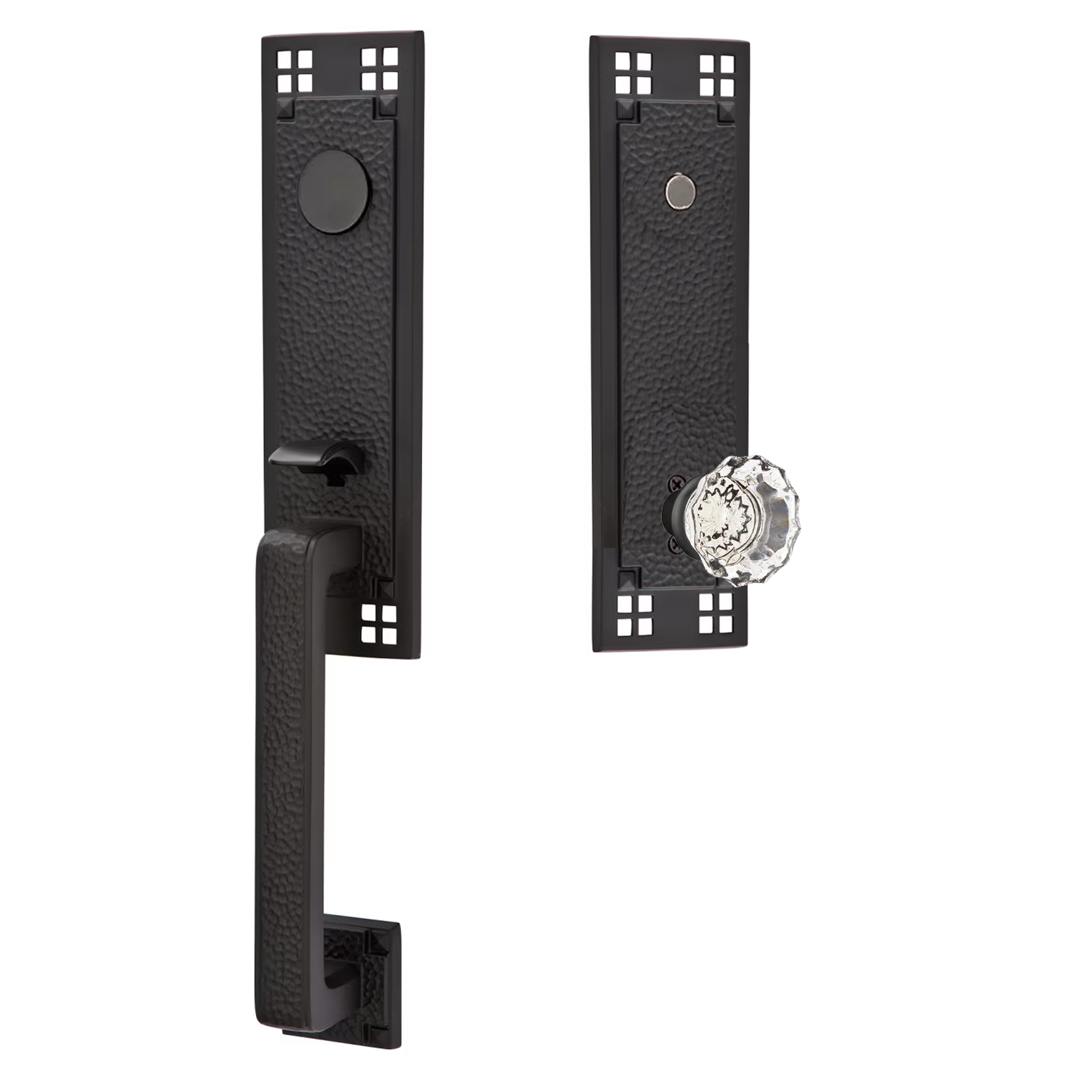 Emtek Arts & Crafts Tubular Entryset Monolithic with Astoria Glass Knob