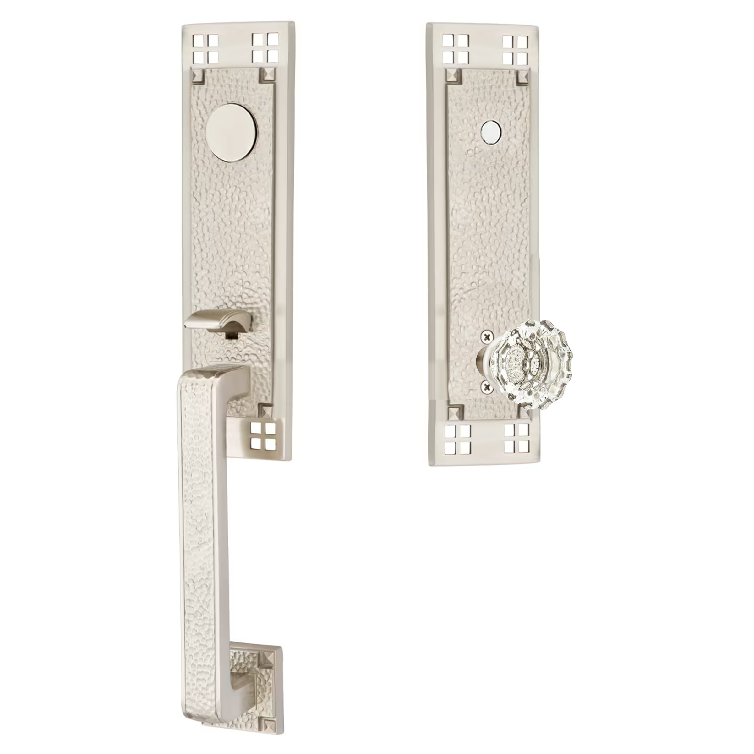 Emtek Arts & Crafts Tubular Entryset Monolithic with Astoria Glass Knob