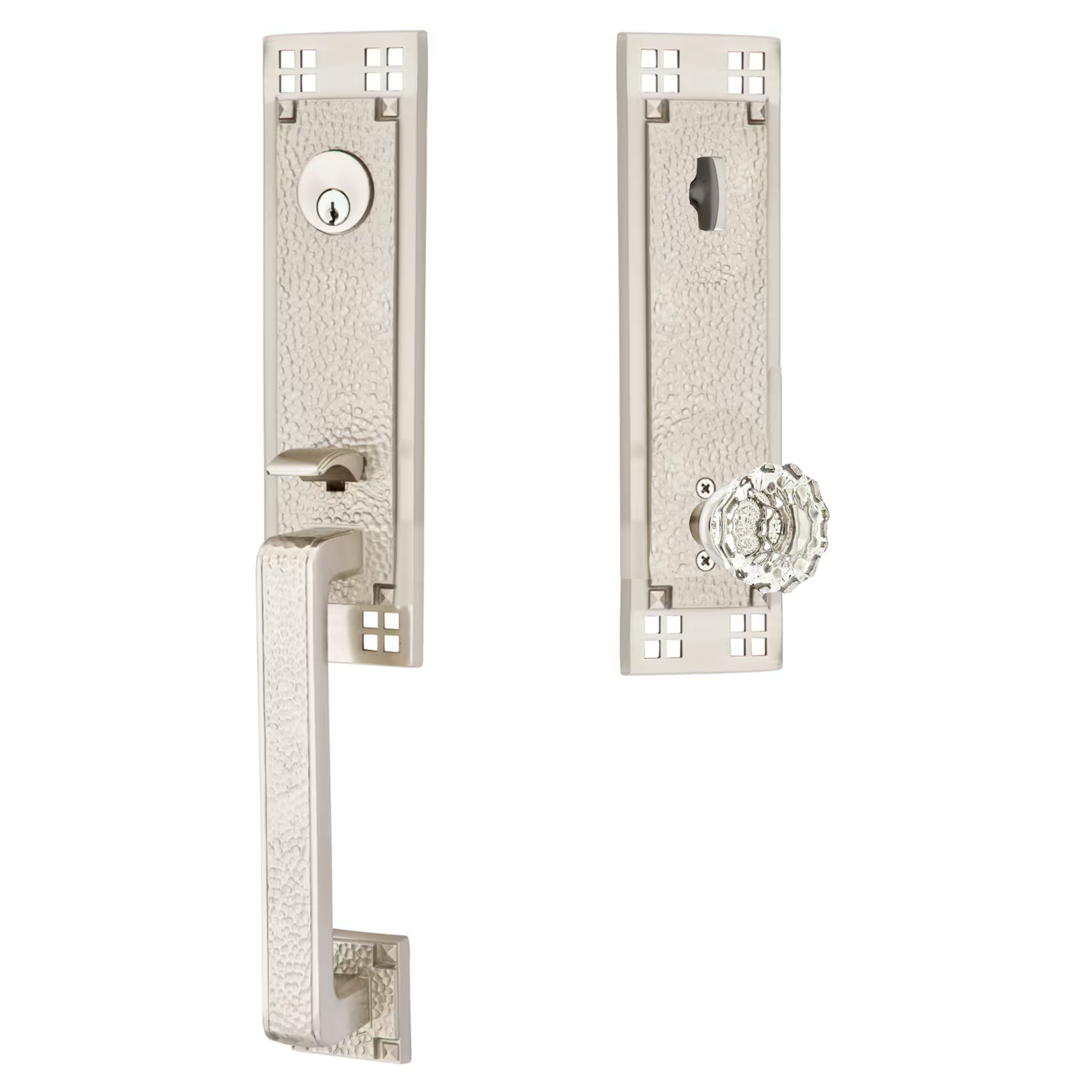 Emtek Arts & Crafts Tubular Entryset Monolithic with Astoria Glass Knob