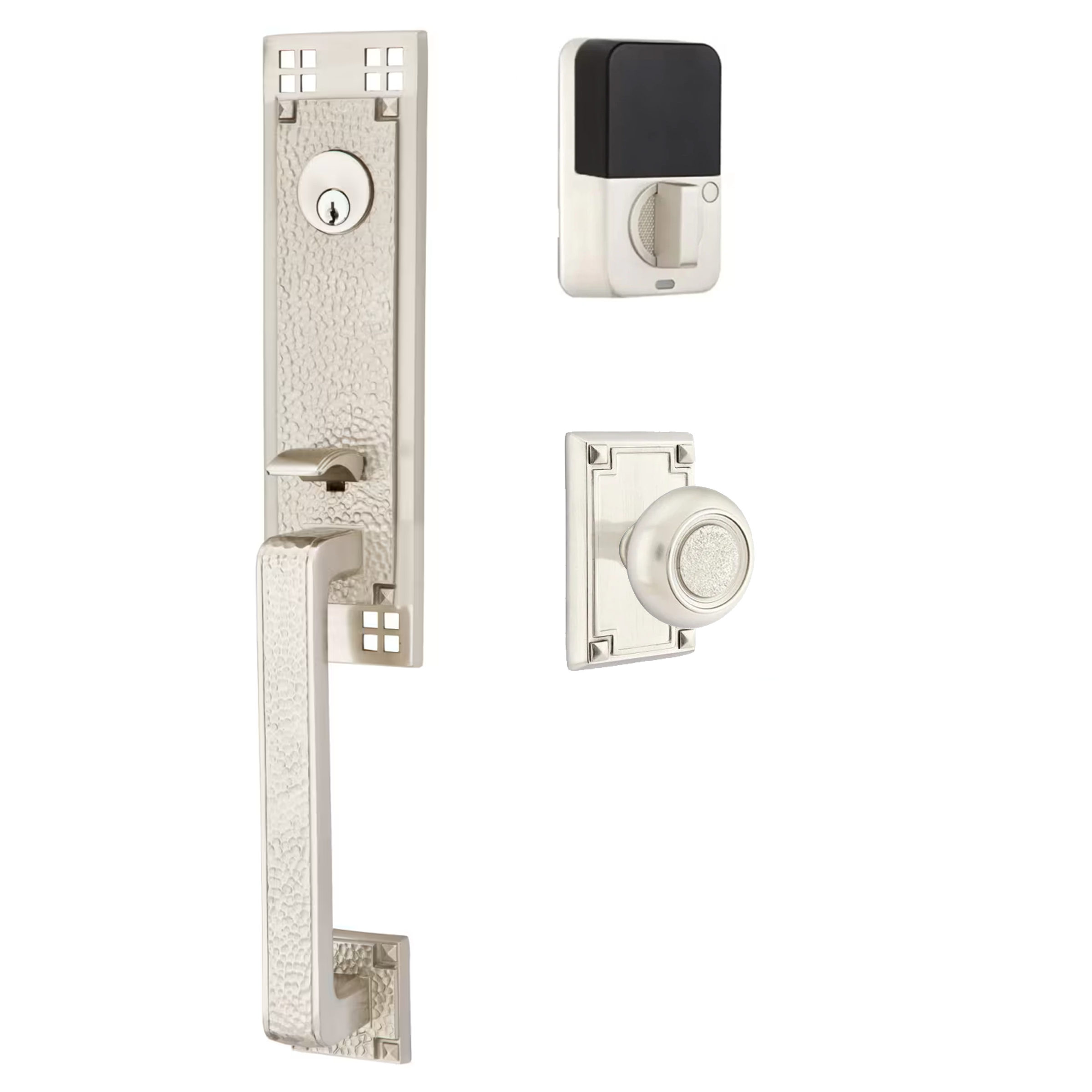 Emtek Arts & Crafts Tubular Entryset Monolithic with Belmont Knob