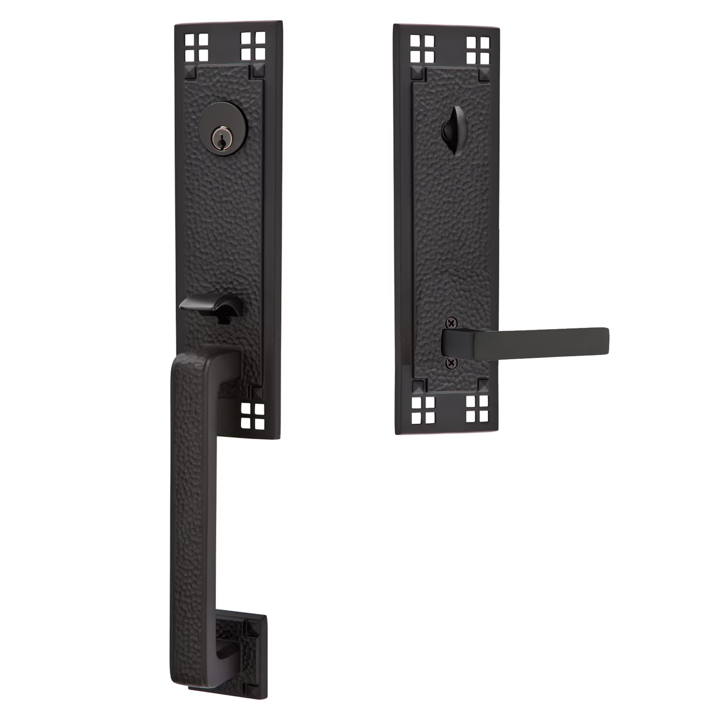 Emtek Arts & Crafts Tubular Entryset Monolithic with Dumont Lever