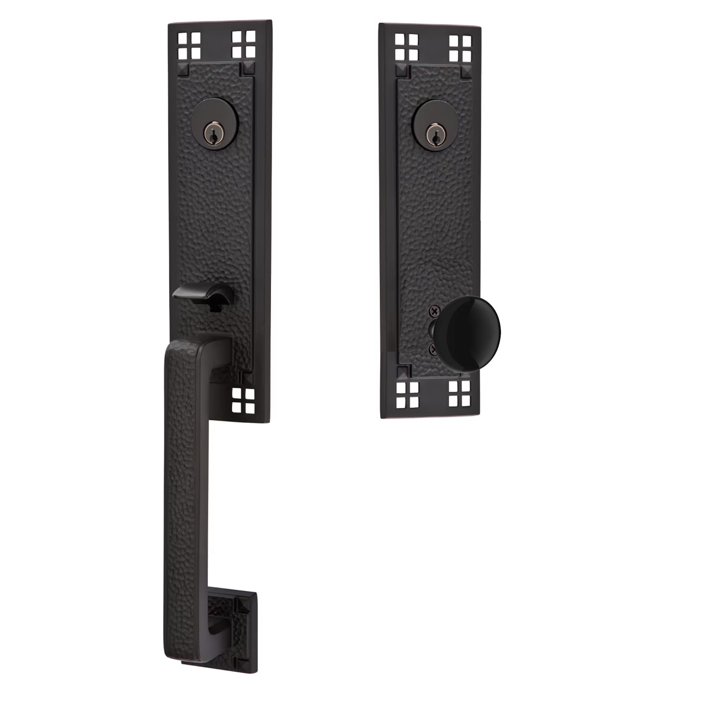 Emtek Arts & Crafts Tubular Entryset Monolithic with Ebony Porcelain Knob