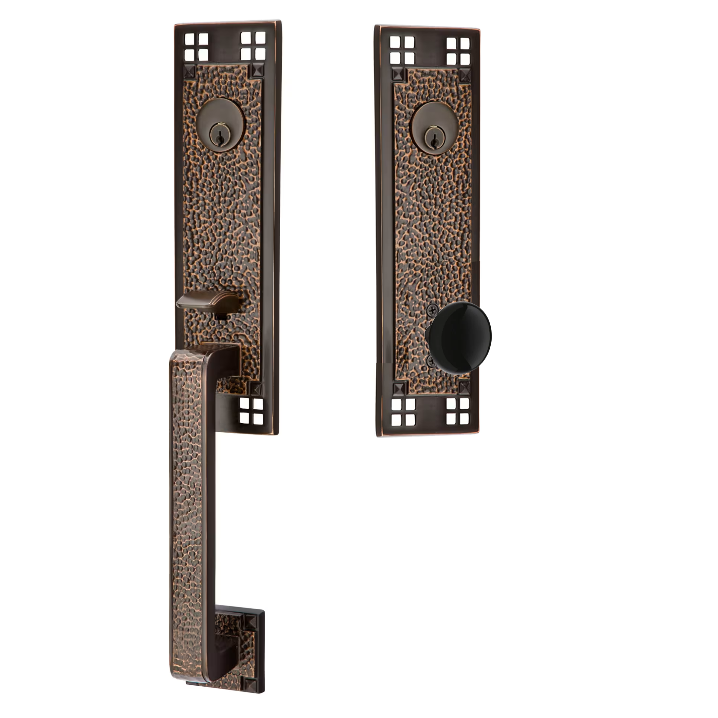 Emtek Arts & Crafts Tubular Entryset Monolithic with Ebony Porcelain Knob