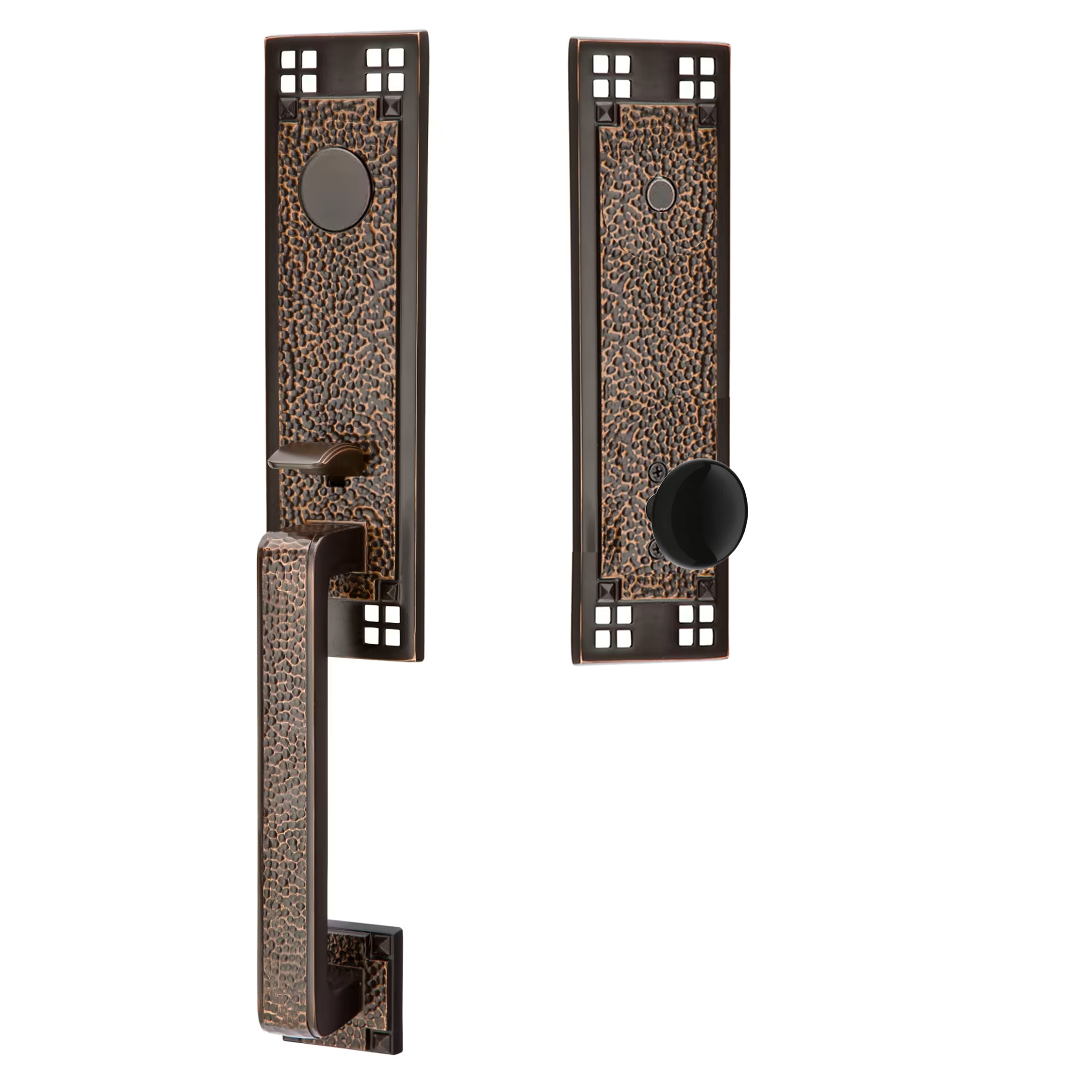 Emtek Arts & Crafts Tubular Entryset Monolithic with Ebony Porcelain Knob