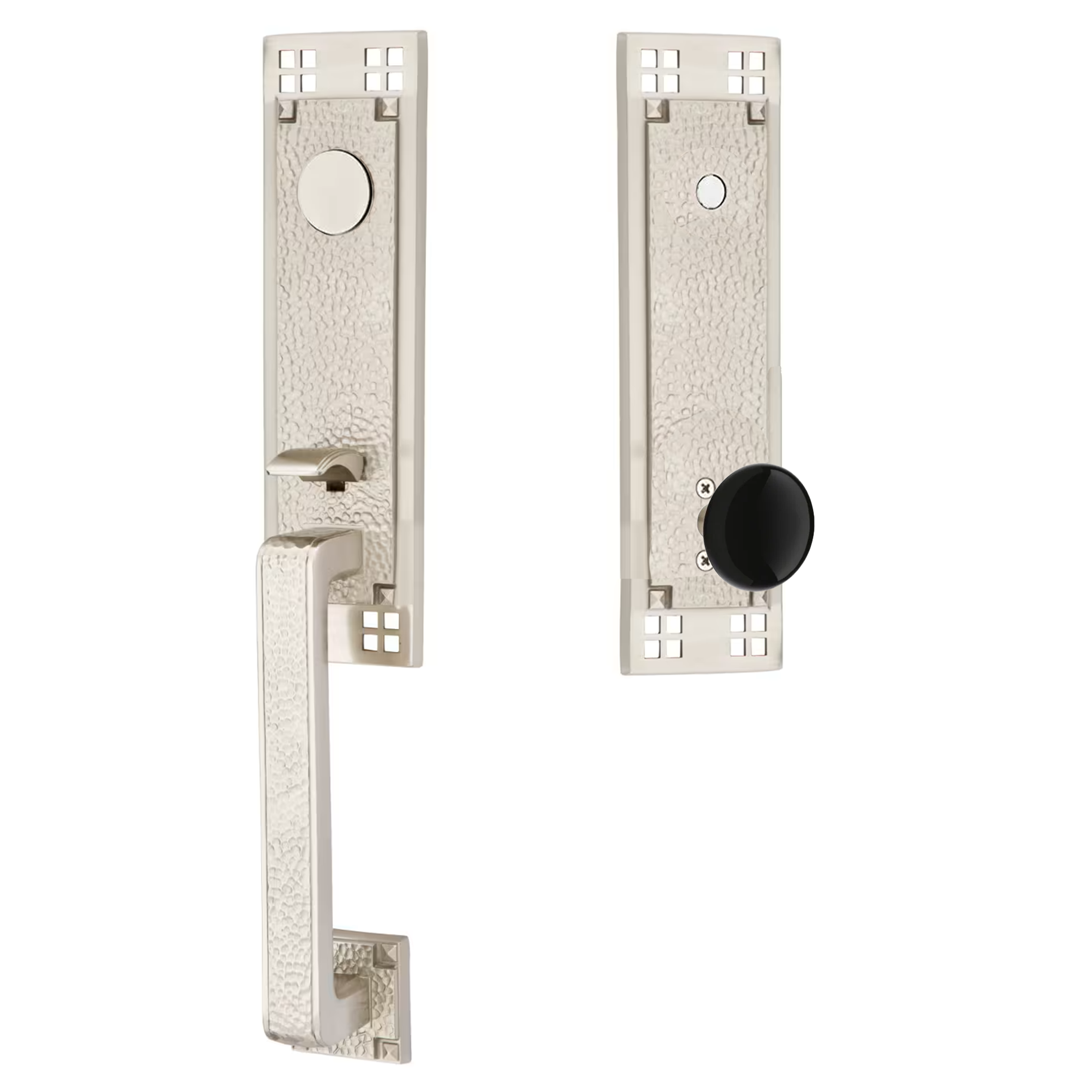 Emtek Arts & Crafts Tubular Entryset Monolithic with Ebony Porcelain Knob