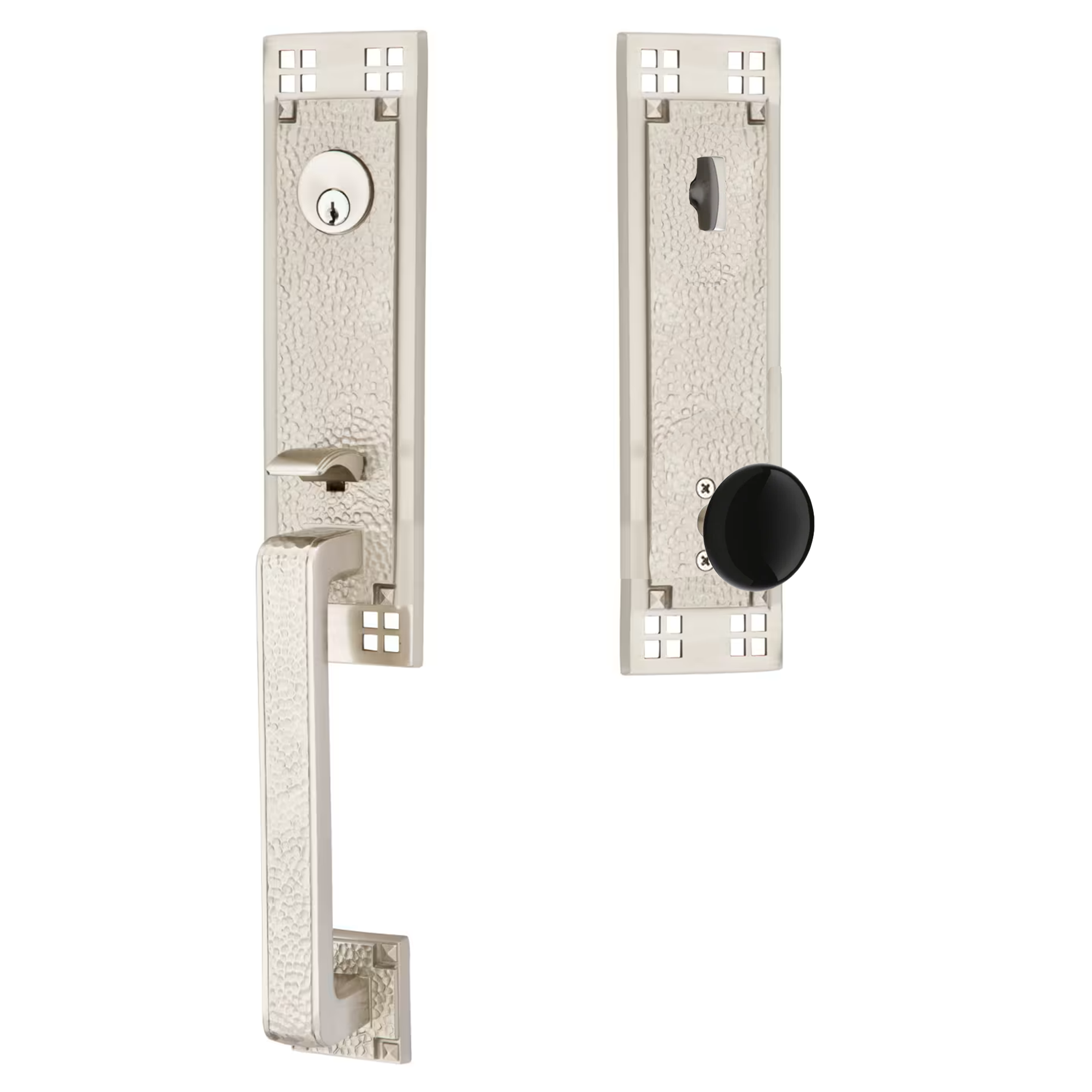 Emtek Arts & Crafts Tubular Entryset Monolithic with Ebony Porcelain Knob