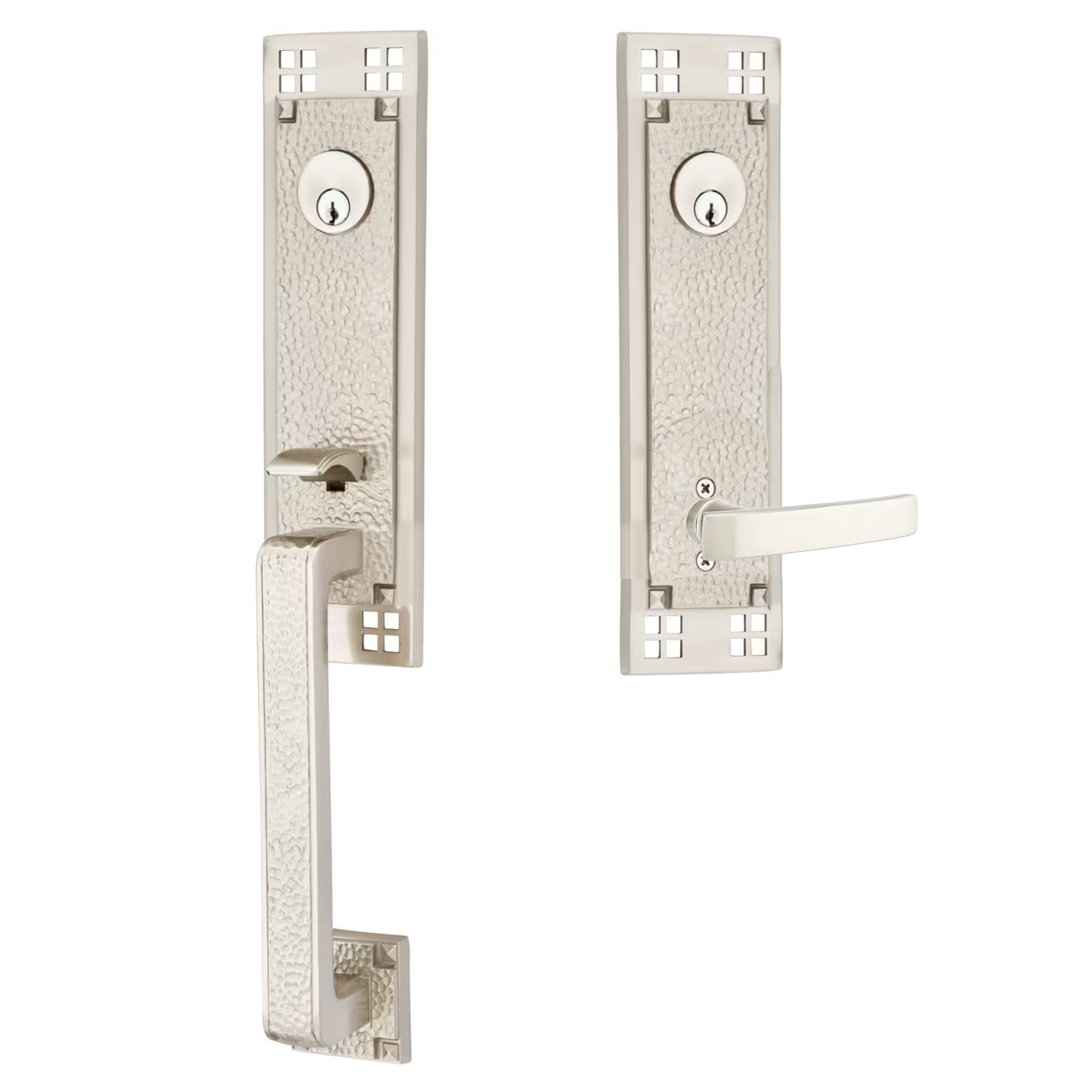 Emtek Arts & Crafts Tubular Entryset Monolithic with Geneva Lever