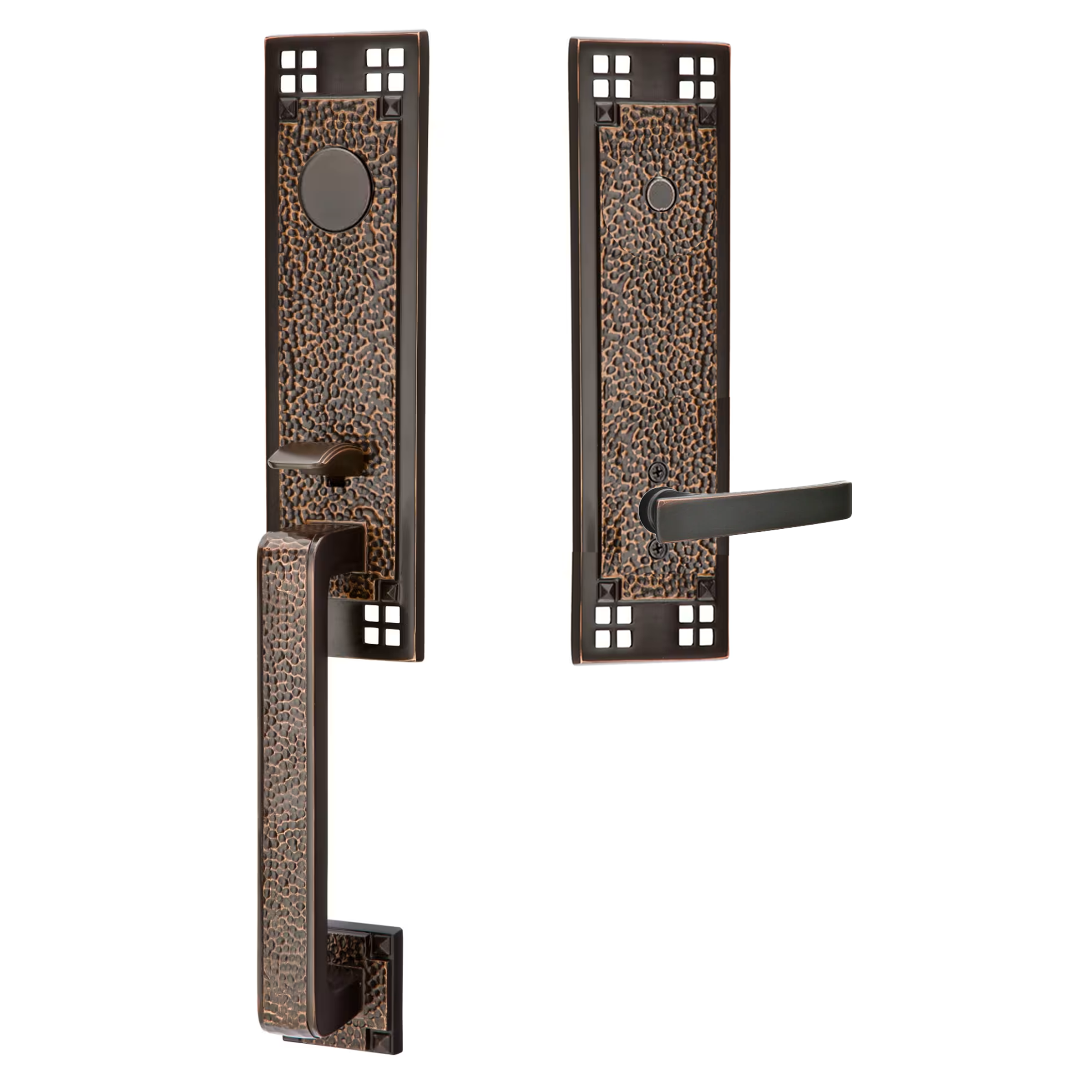 Emtek Arts & Crafts Tubular Entryset Monolithic with Geneva Lever