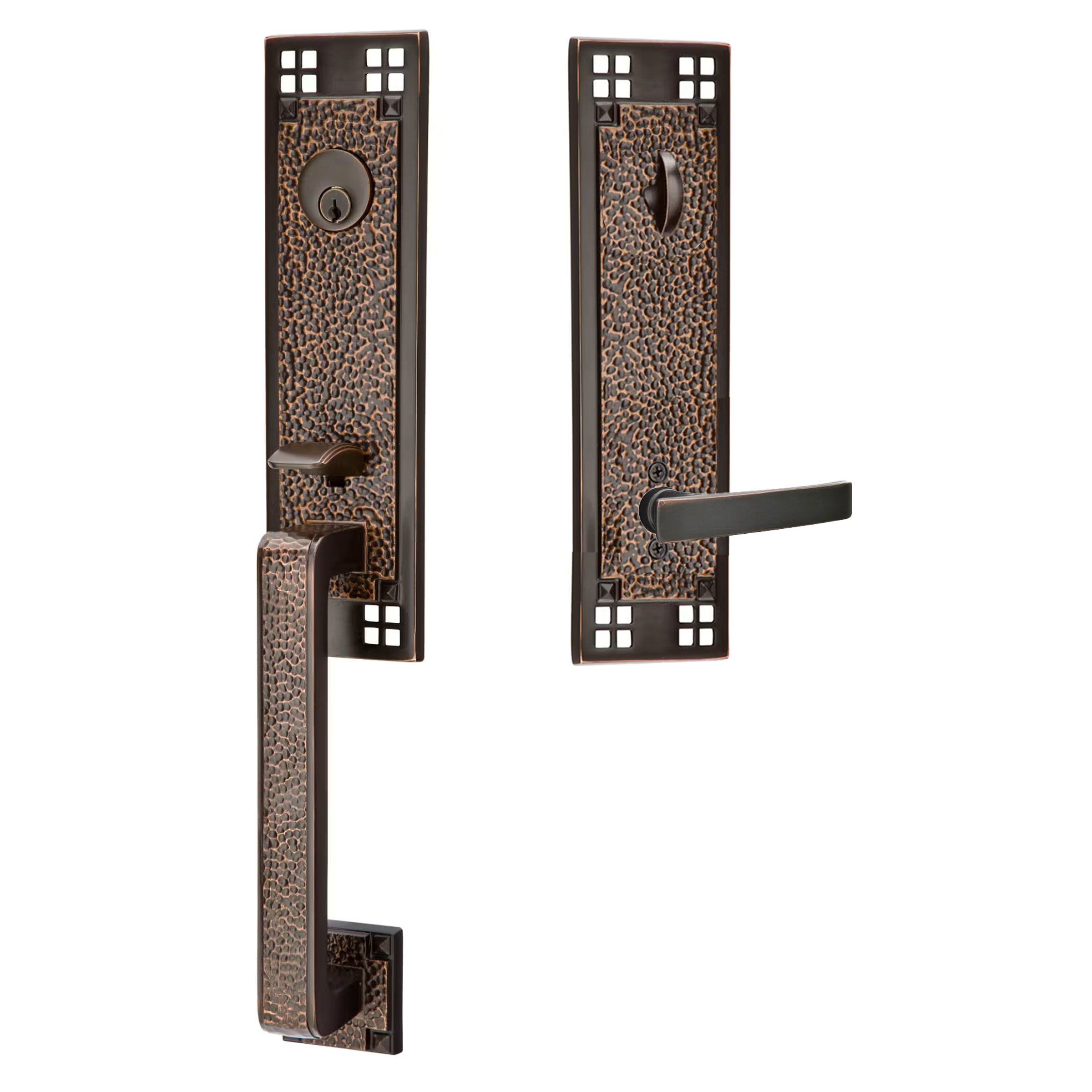 Emtek Arts & Crafts Tubular Entryset Monolithic with Geneva Lever