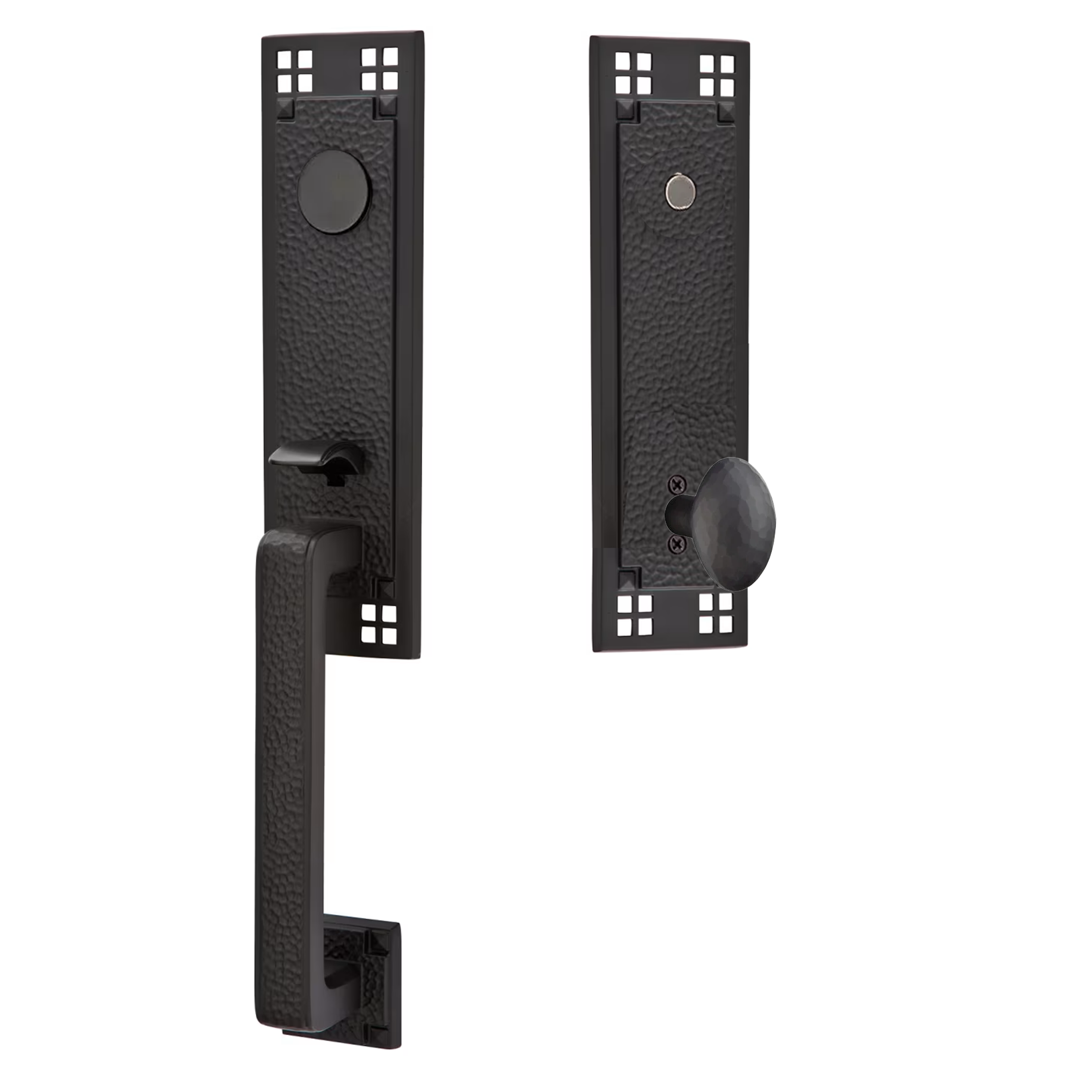 Emtek Arts & Crafts Tubular Entryset Monolithic with Hammered Egg Knob