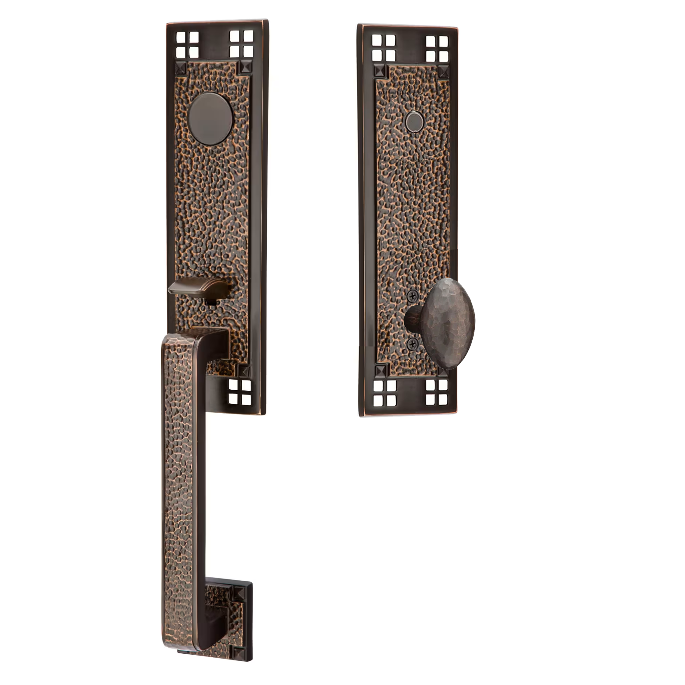 Emtek Arts & Crafts Tubular Entryset Monolithic with Hammered Egg Knob