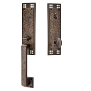 Emtek Arts & Crafts Tubular Entryset Monolithic with Hammered Egg Knob