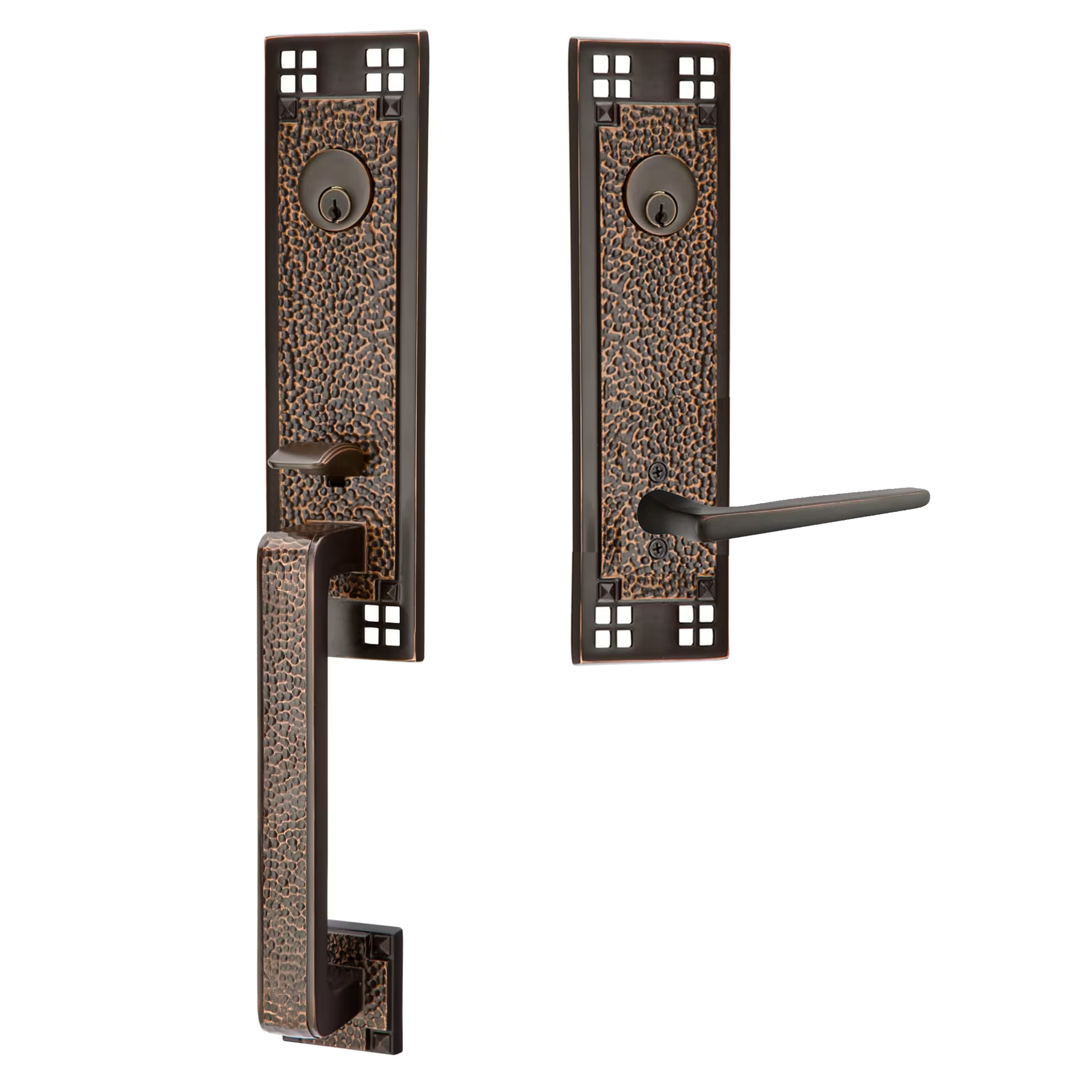 Emtek Arts & Crafts Tubular Entryset Monolithic with Hermes Lever