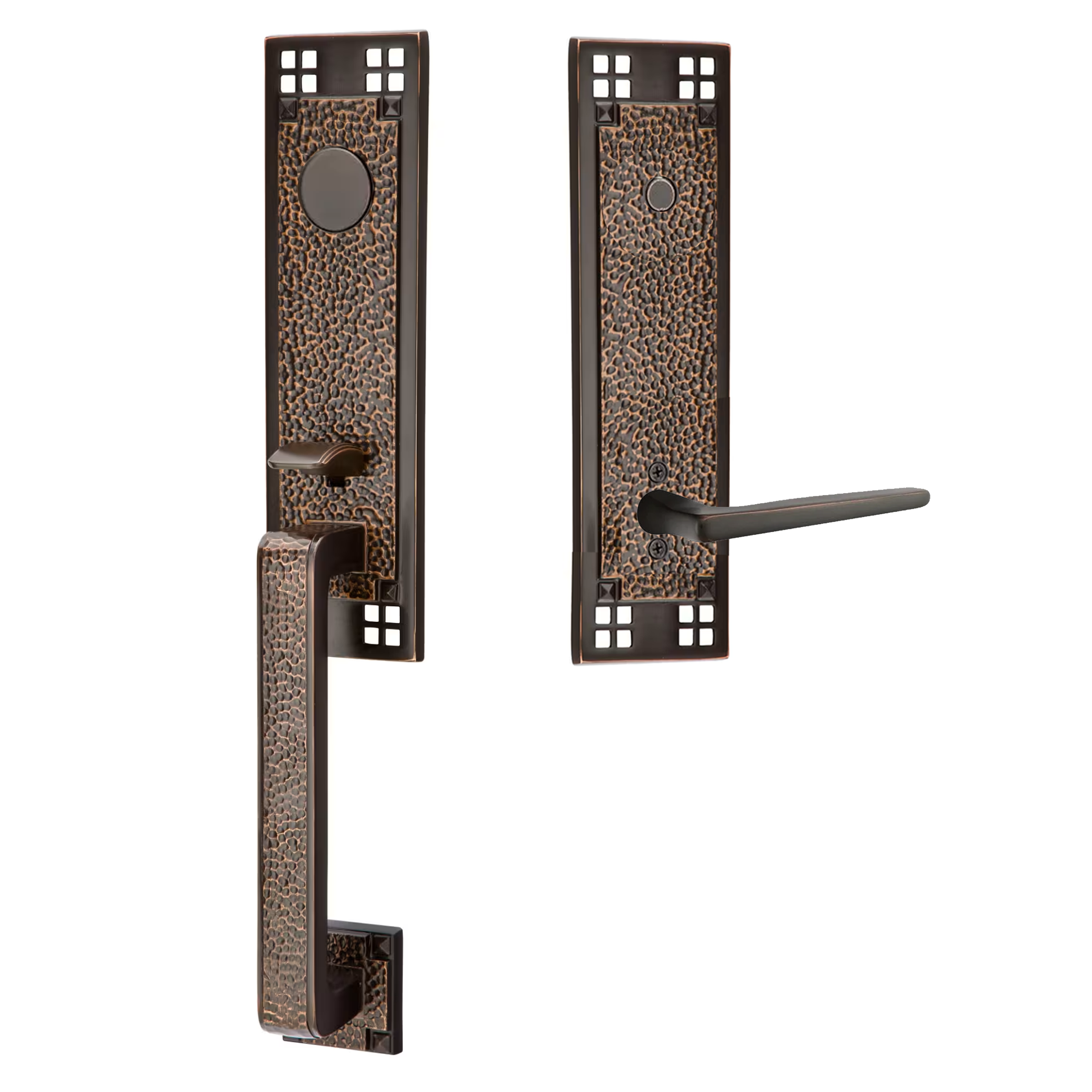 Emtek Arts & Crafts Tubular Entryset Monolithic with Hermes Lever