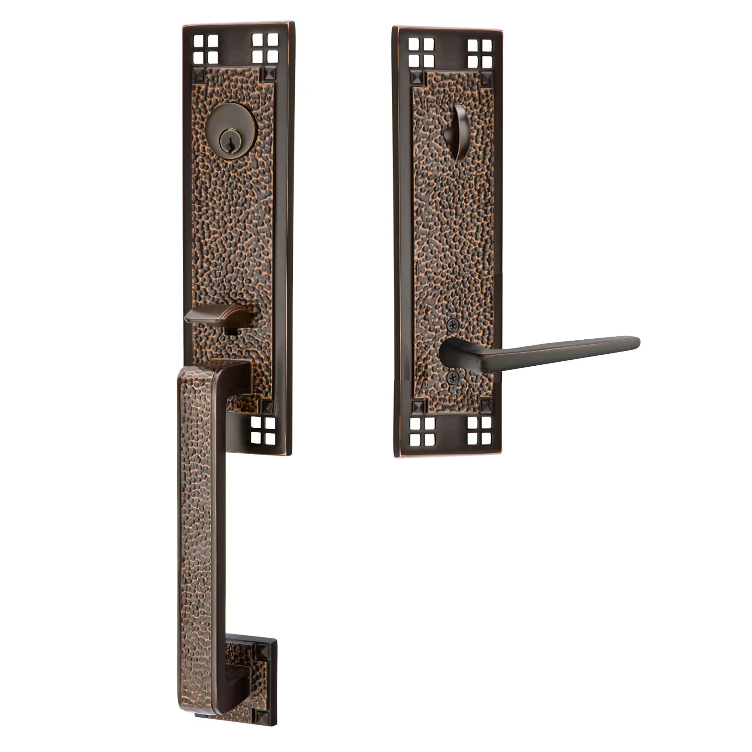 Emtek Arts & Crafts Tubular Entryset Monolithic with Hermes Lever