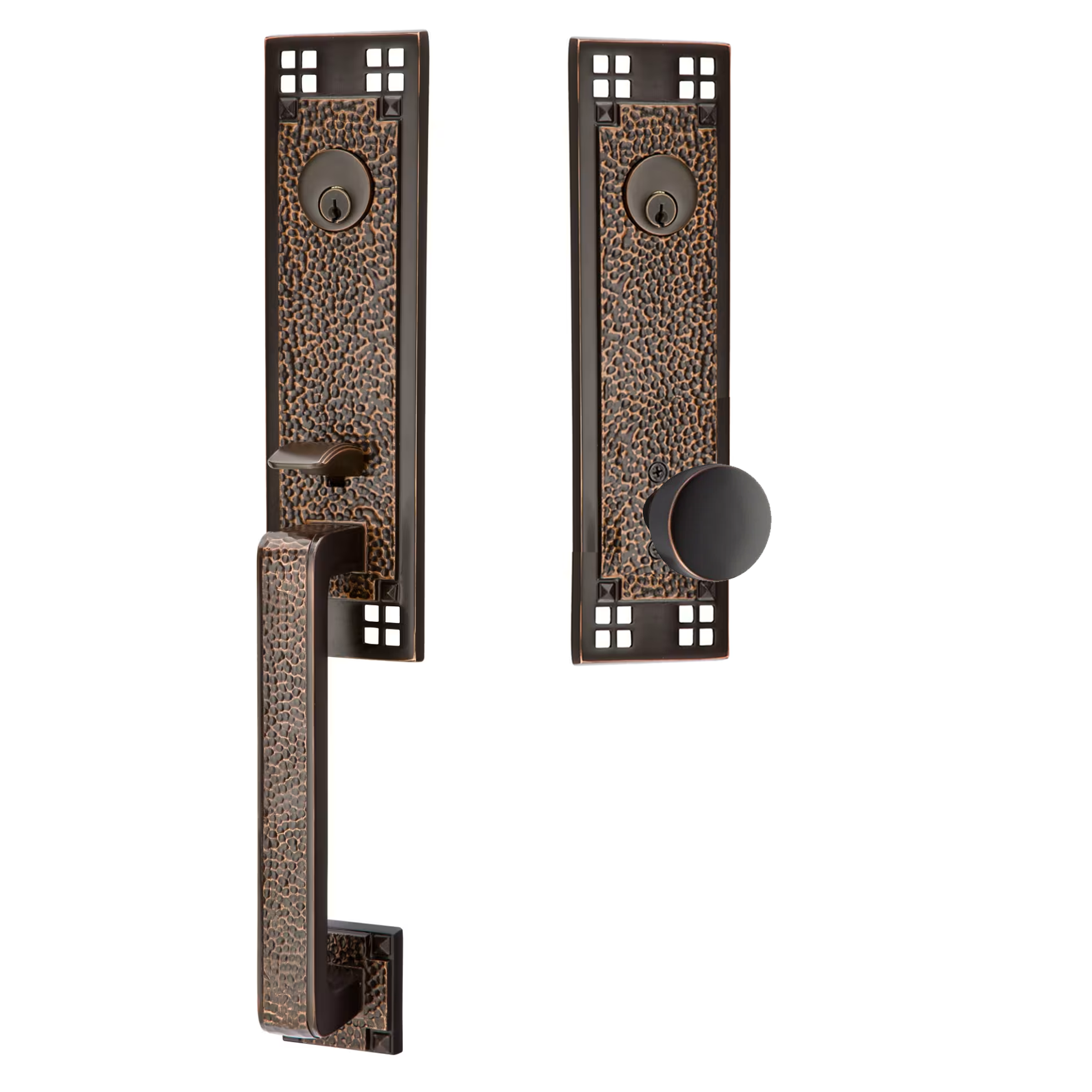 Emtek Arts & Crafts Tubular Entryset Monolithic with Laurent Knob