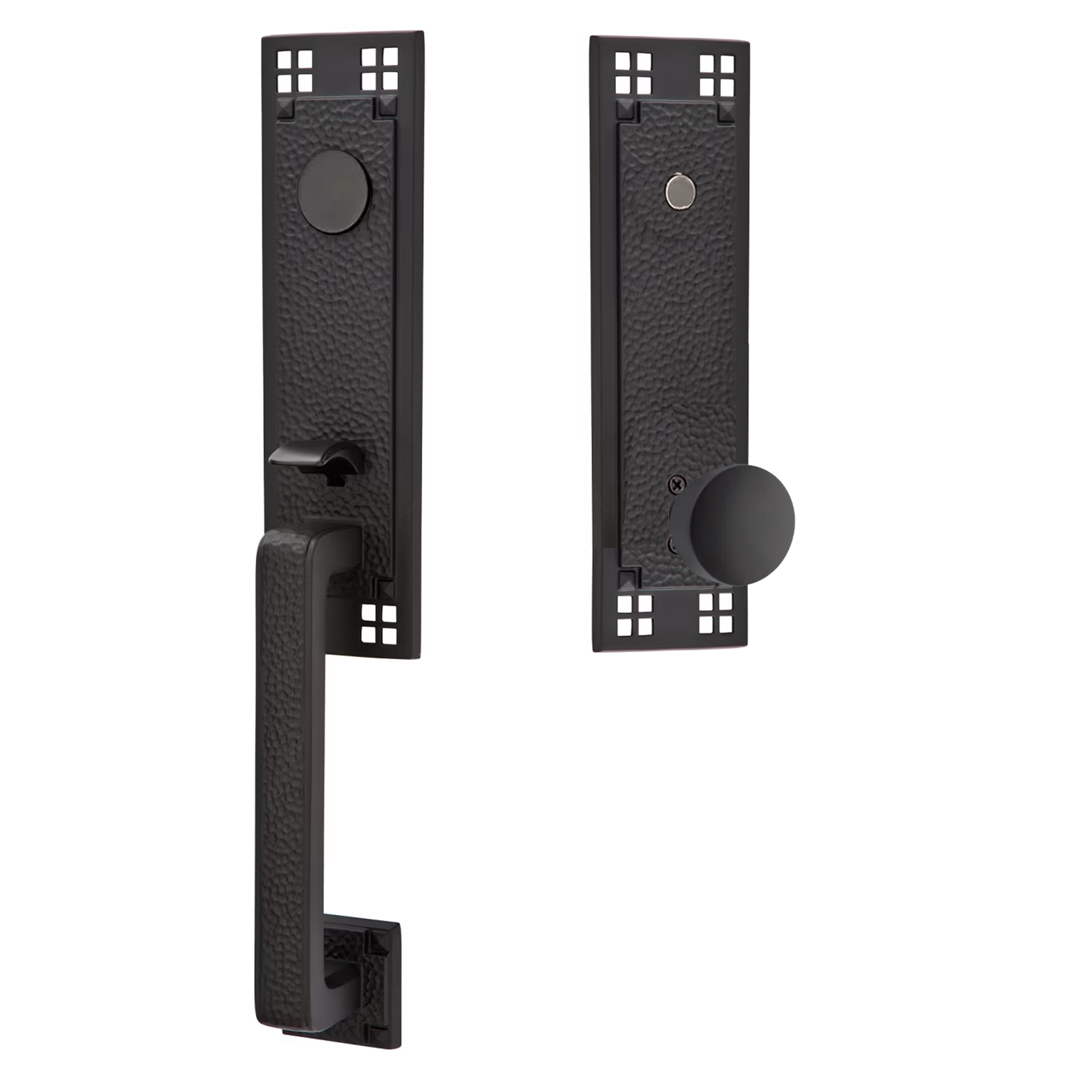 Emtek Arts & Crafts Tubular Entryset Monolithic with Laurent Knob