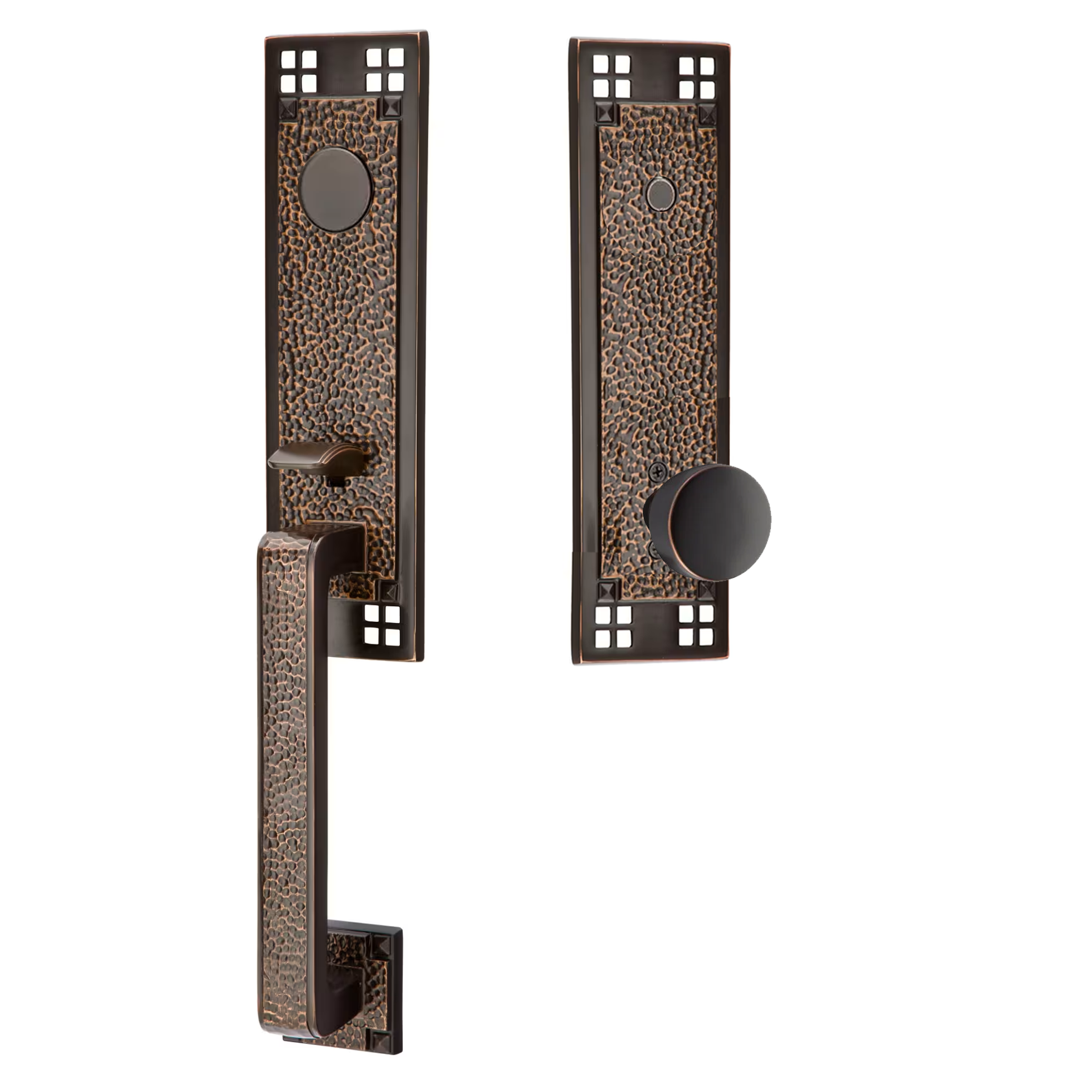 Emtek Arts & Crafts Tubular Entryset Monolithic with Laurent Knob