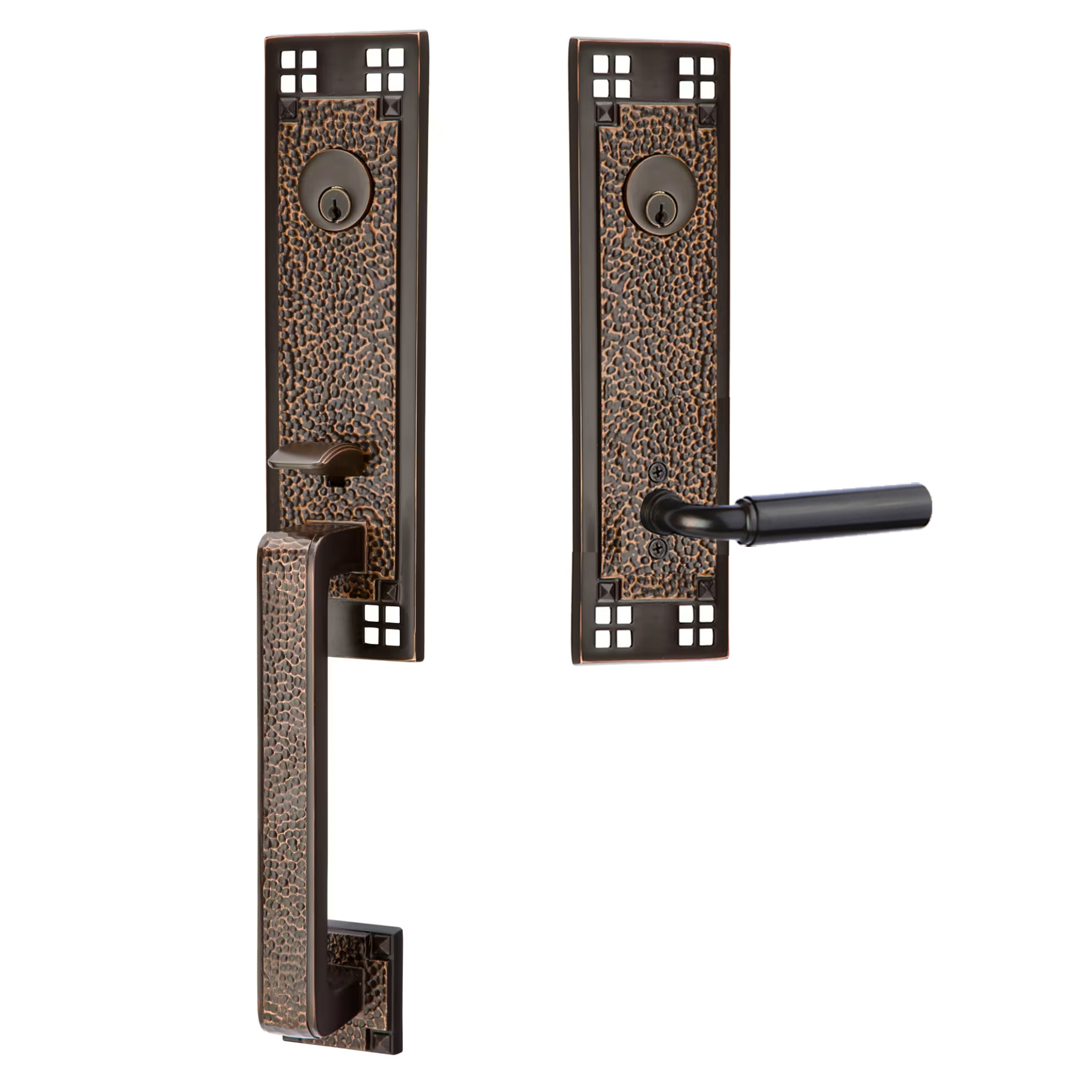 Emtek Arts & Crafts Tubular Entryset Monolithic with Manning Lever