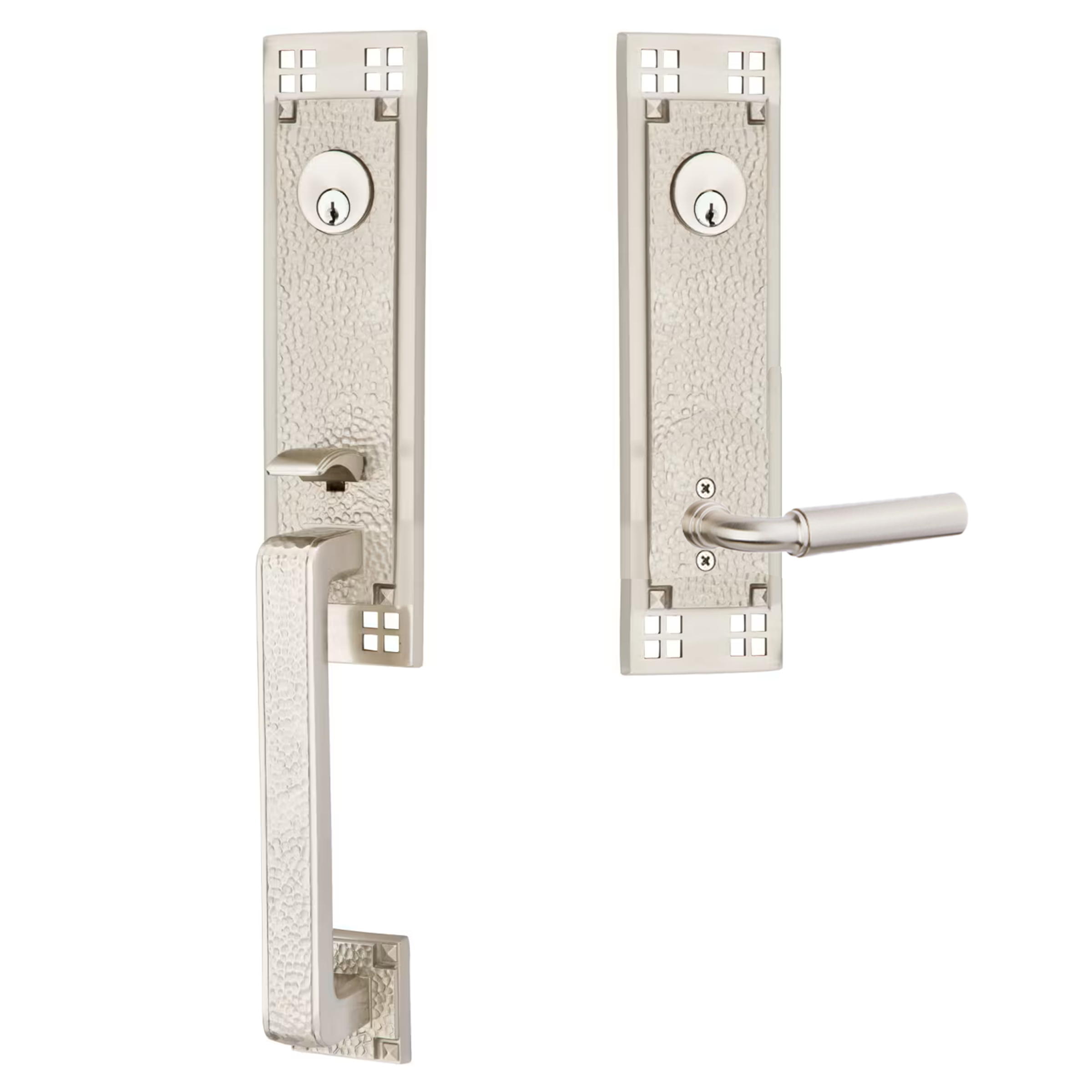 Emtek Arts & Crafts Tubular Entryset Monolithic with Manning Lever