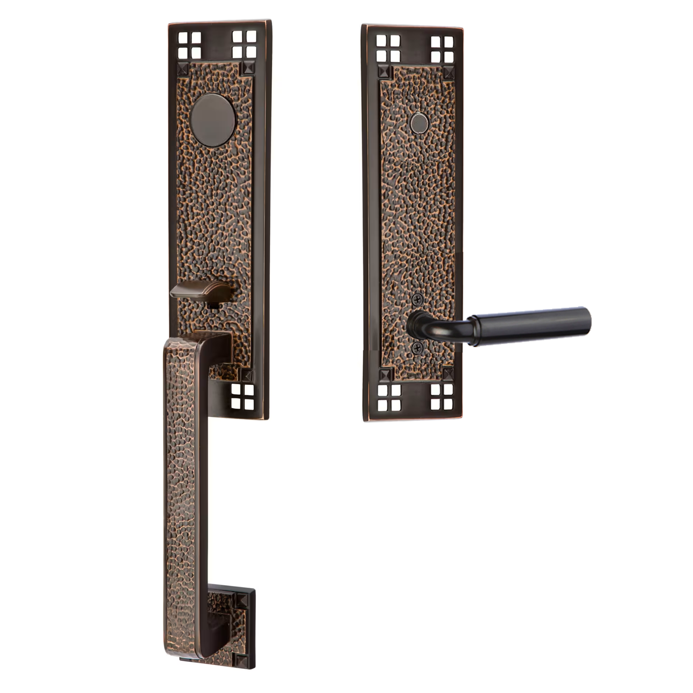 Emtek Arts & Crafts Tubular Entryset Monolithic with Manning Lever