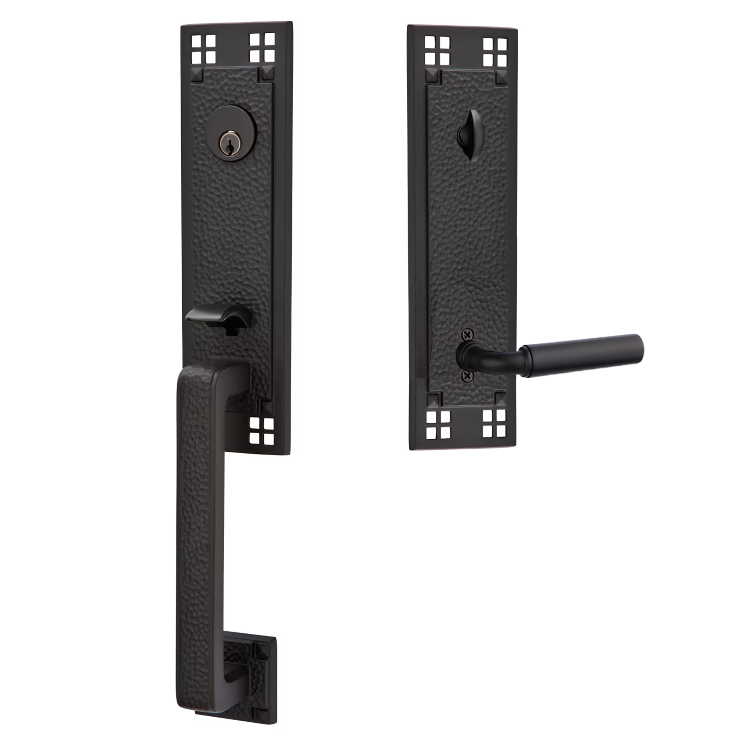 Emtek Arts & Crafts Tubular Entryset Monolithic with Manning Lever