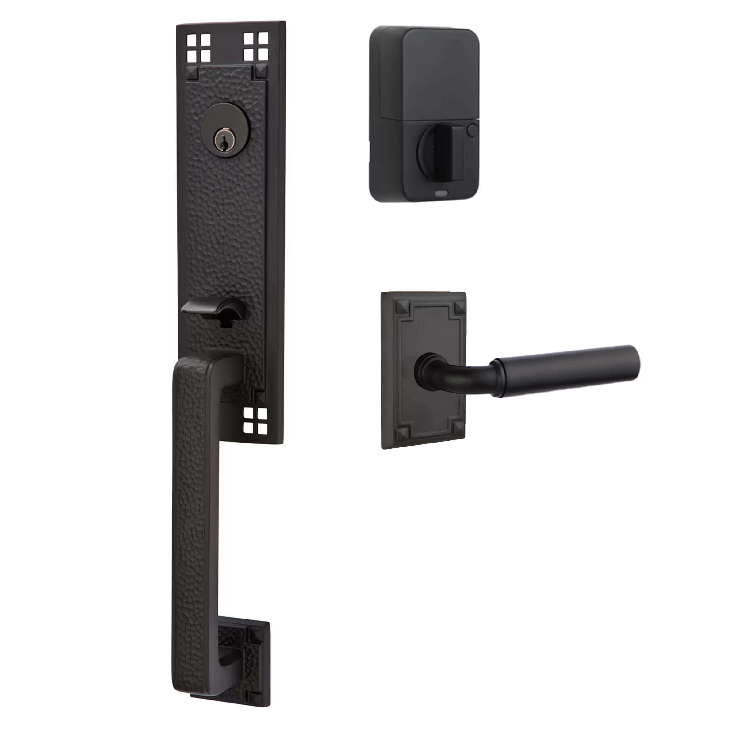 Emtek Arts & Crafts Tubular Entryset Monolithic with Manning Lever