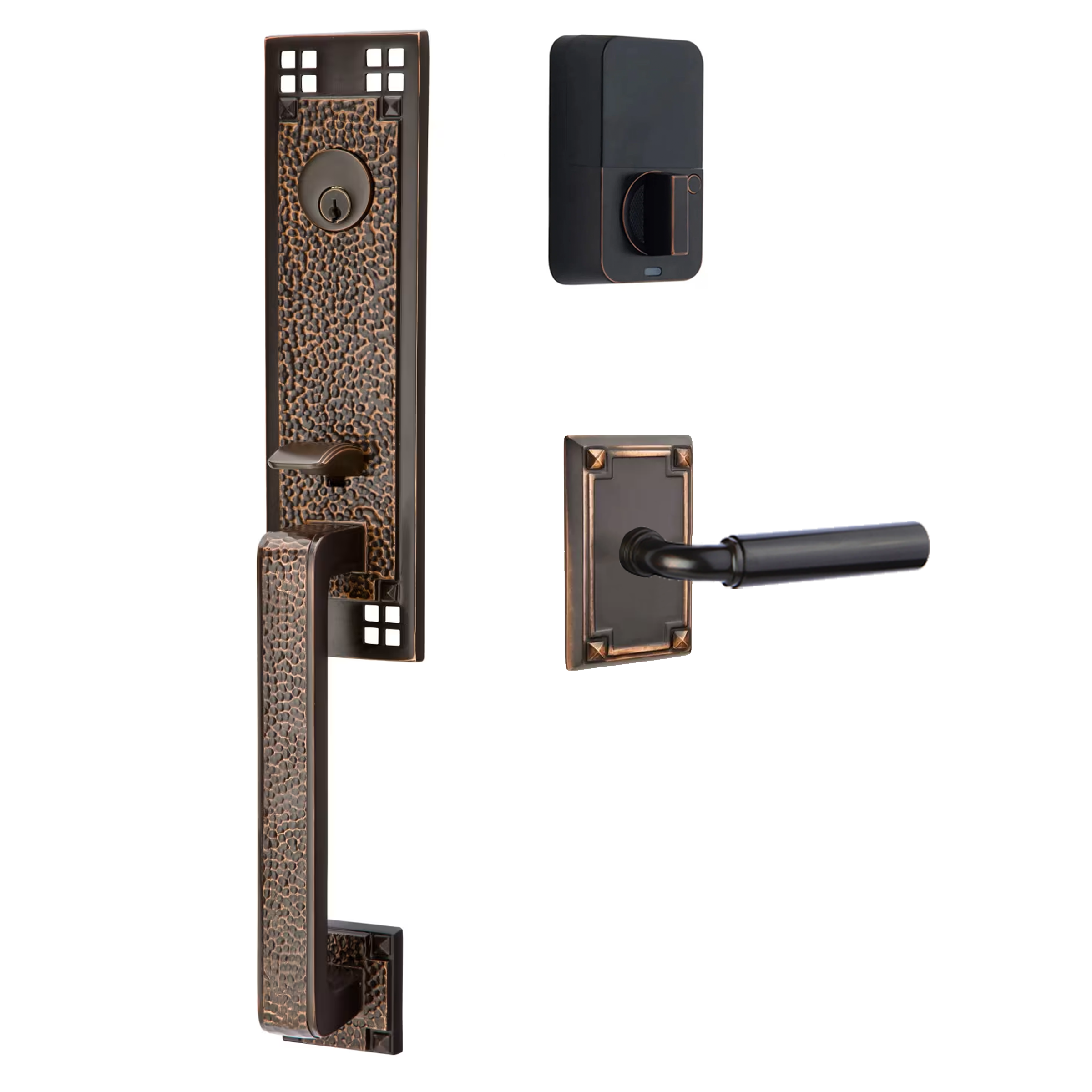 Emtek Arts & Crafts Tubular Entryset Monolithic with Manning Lever