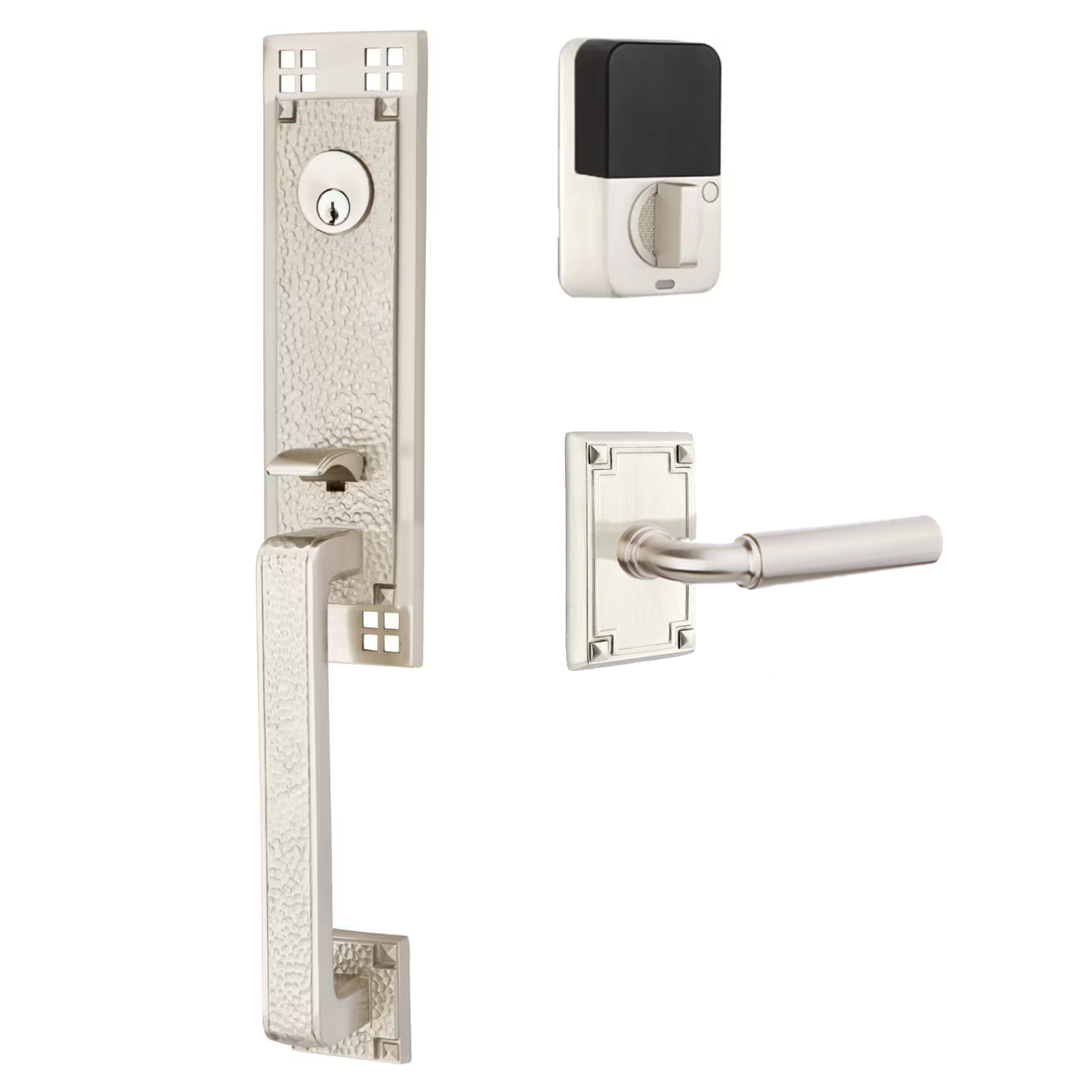 Emtek Arts & Crafts Tubular Entryset Monolithic with Manning Lever