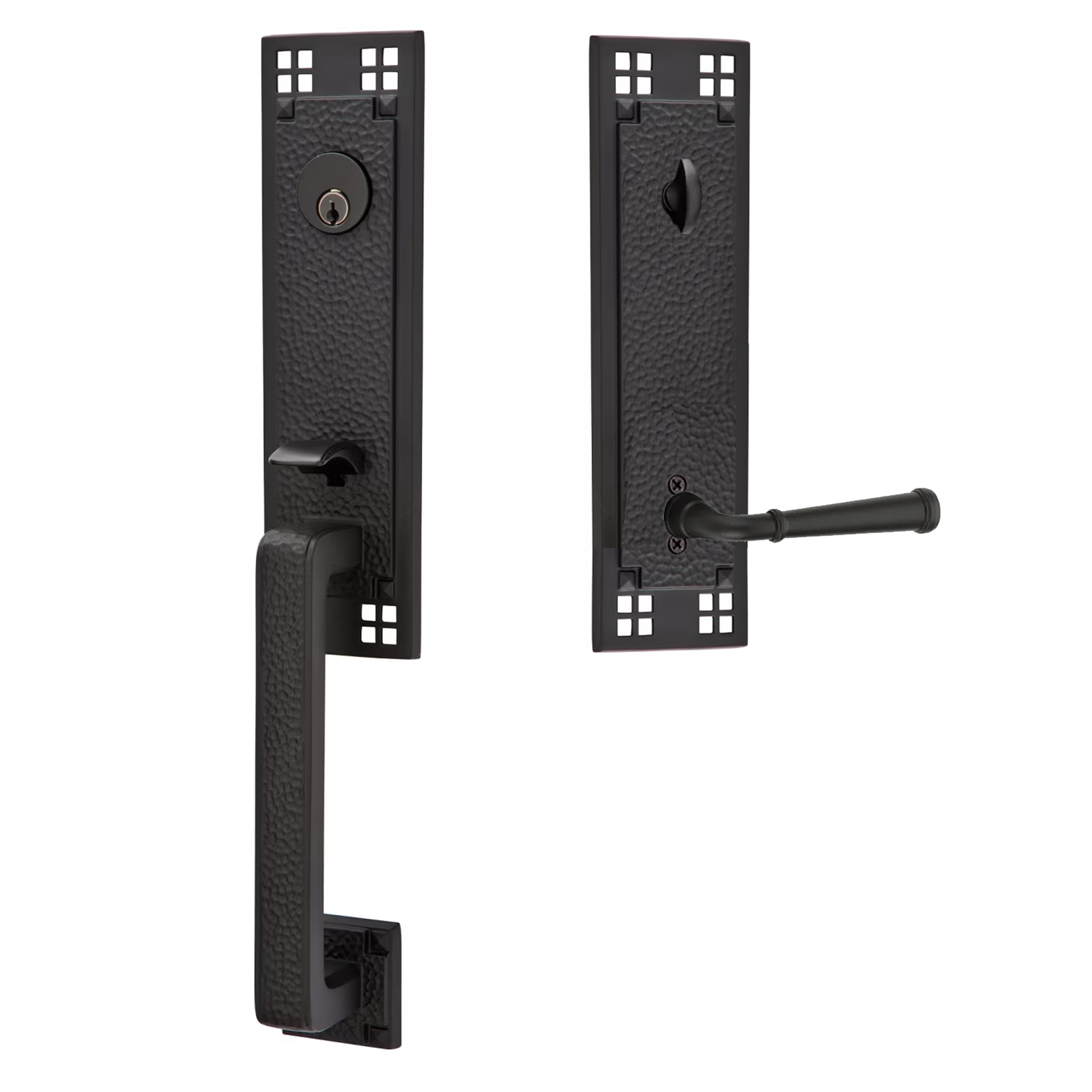 Emtek Arts & Crafts Tubular Entryset Monolithic with Merrimack Lever