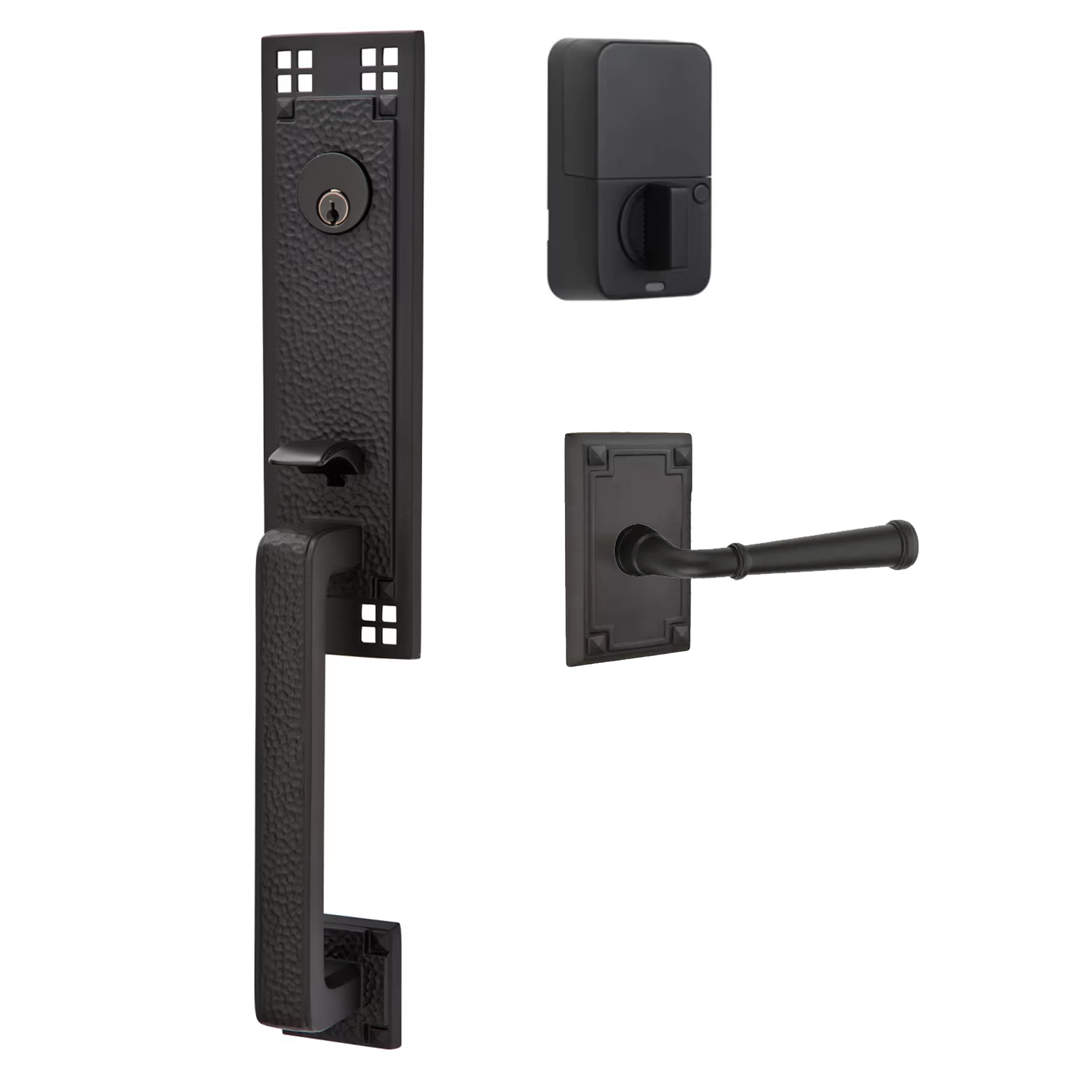 Emtek Arts & Crafts Tubular Entryset Monolithic with Merrimack Lever