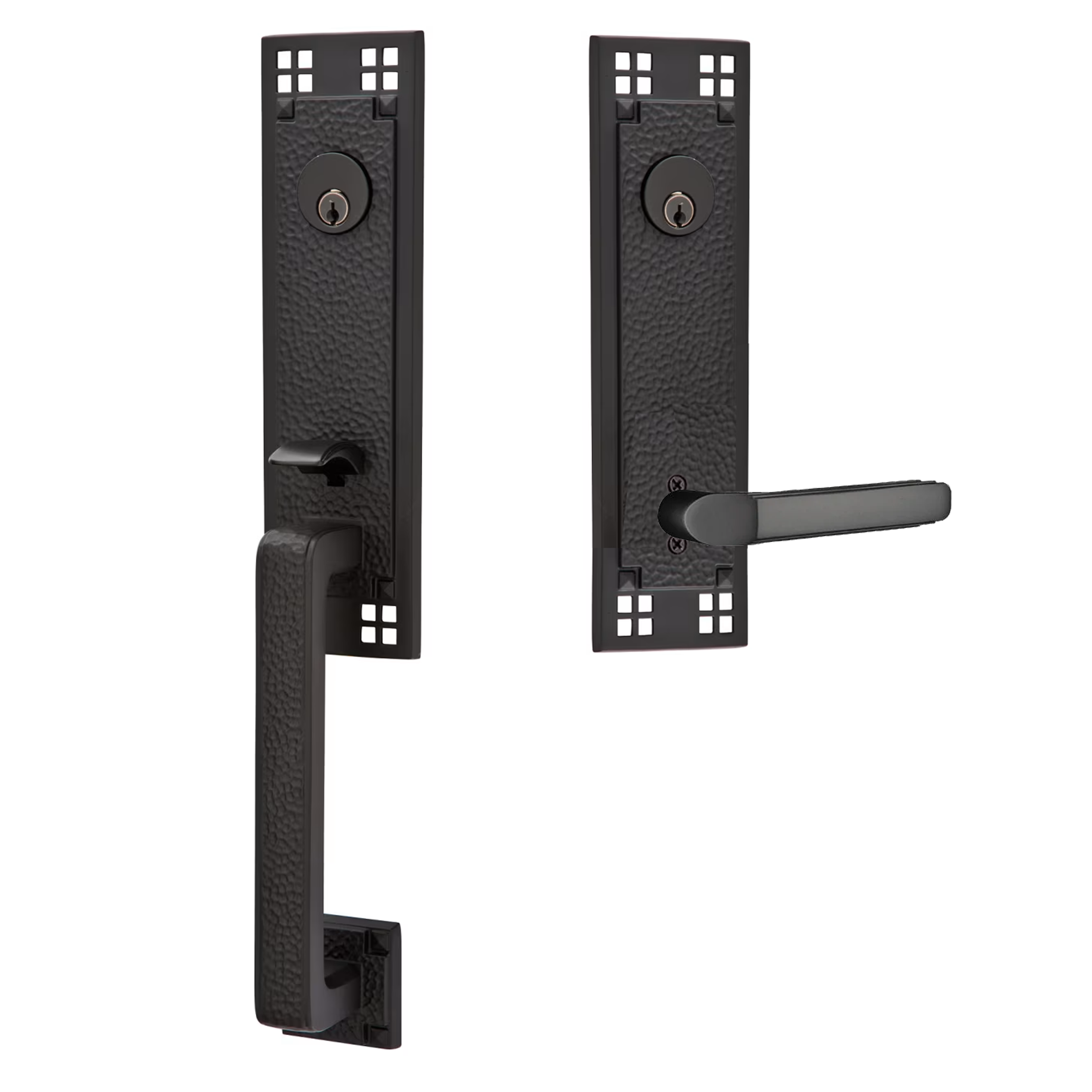 Emtek Arts & Crafts Tubular Entryset Monolithic with Milano Lever