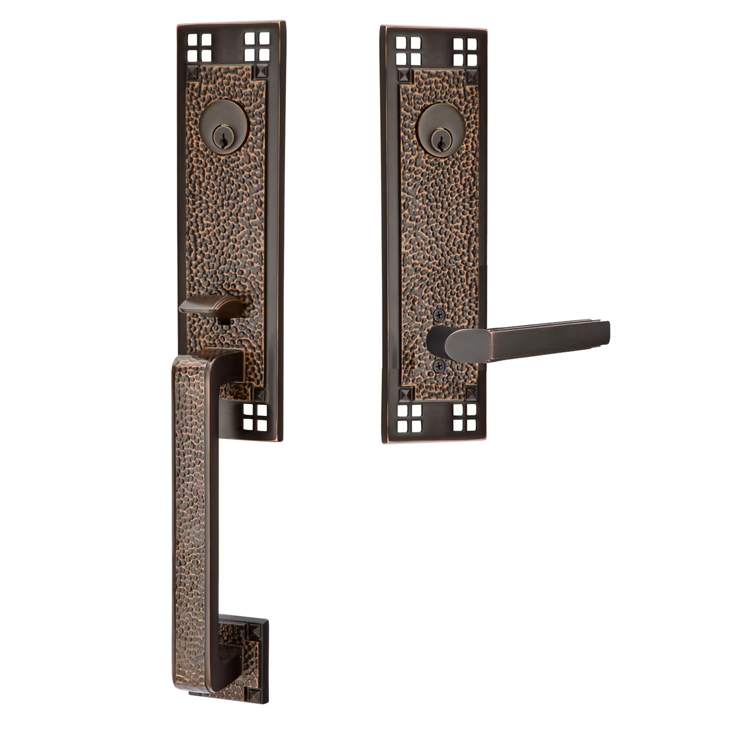 Emtek Arts & Crafts Tubular Entryset Monolithic with Milano Lever