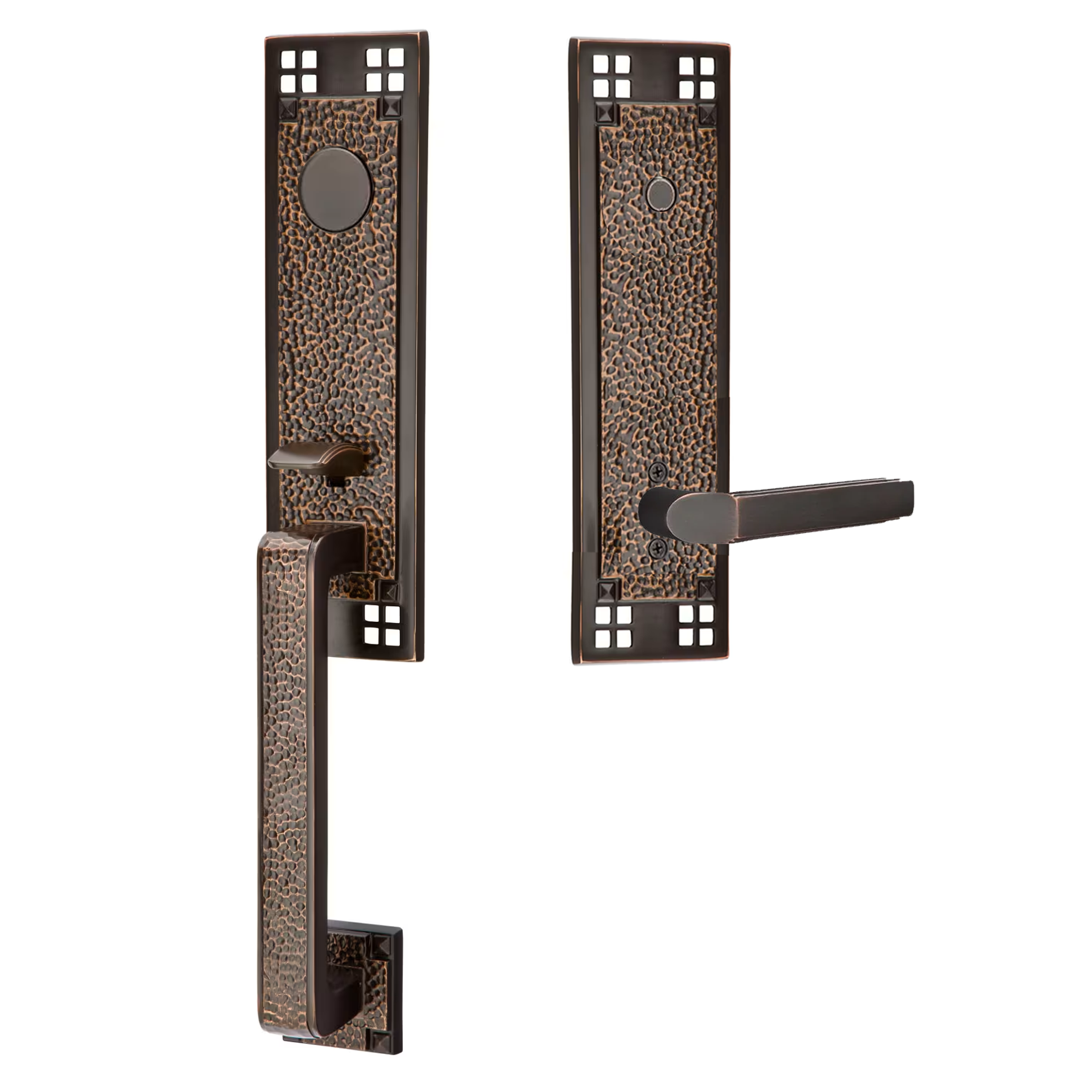 Emtek Arts & Crafts Tubular Entryset Monolithic with Milano Lever