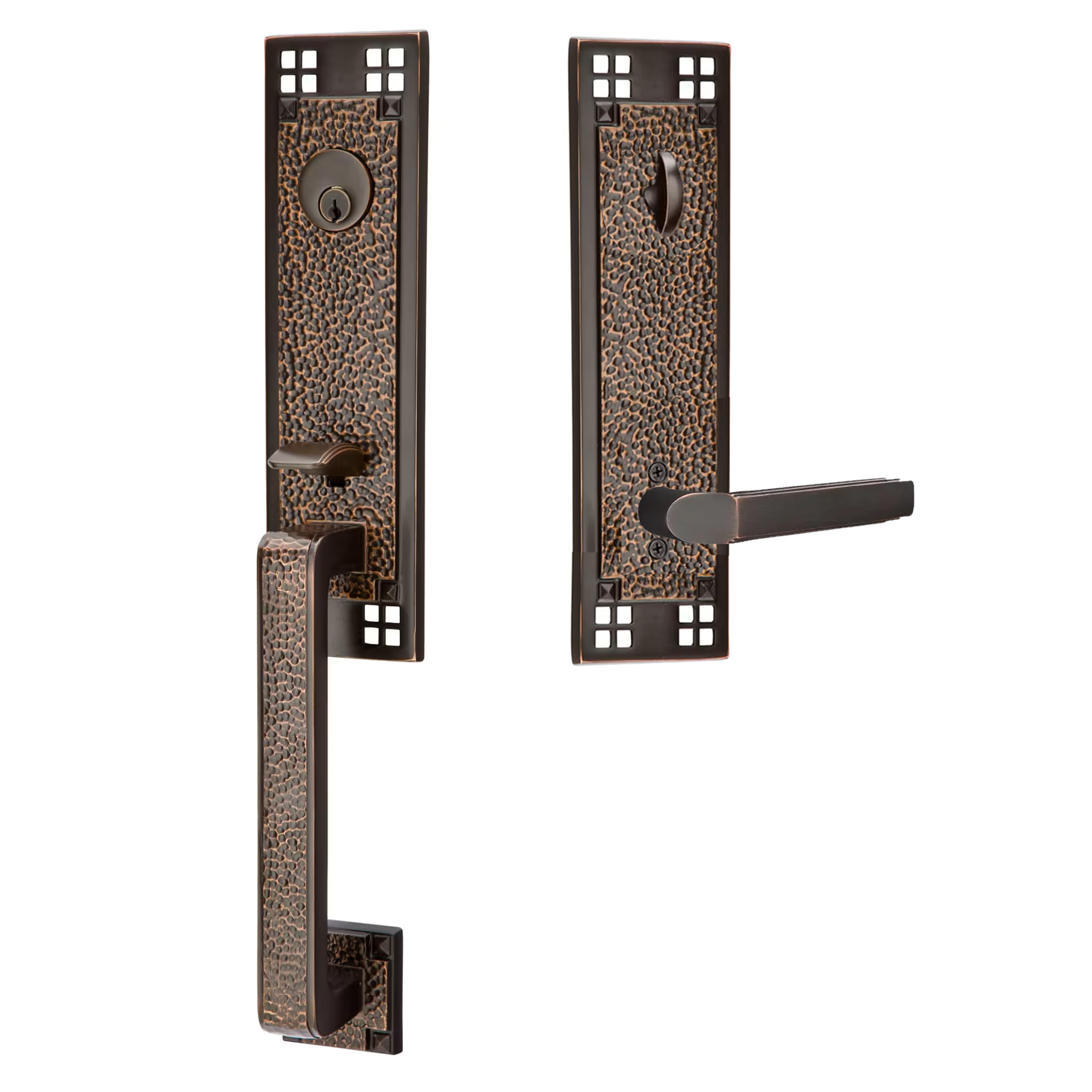 Emtek Arts & Crafts Tubular Entryset Monolithic with Milano Lever