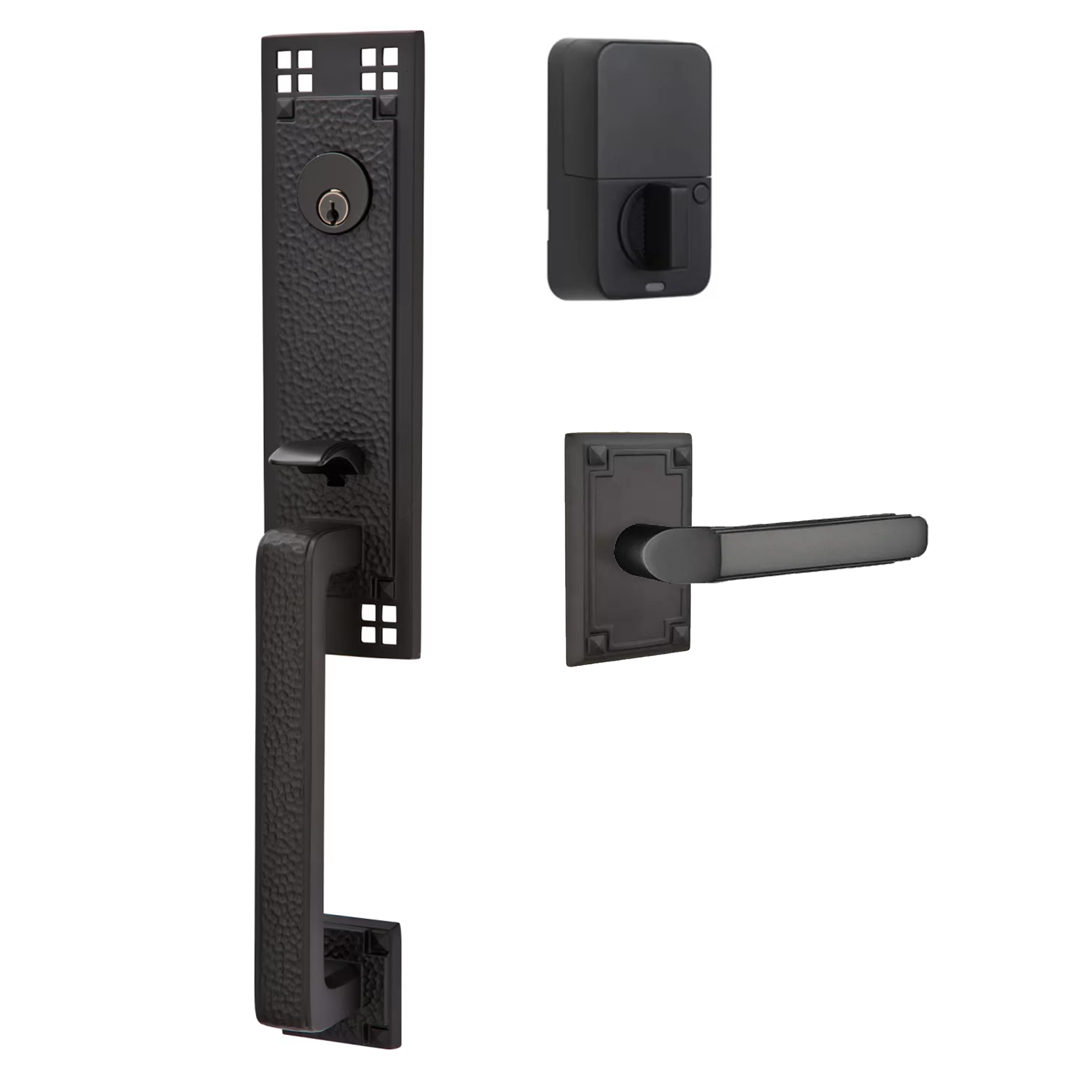 Emtek Arts & Crafts Tubular Entryset Monolithic with Milano Lever