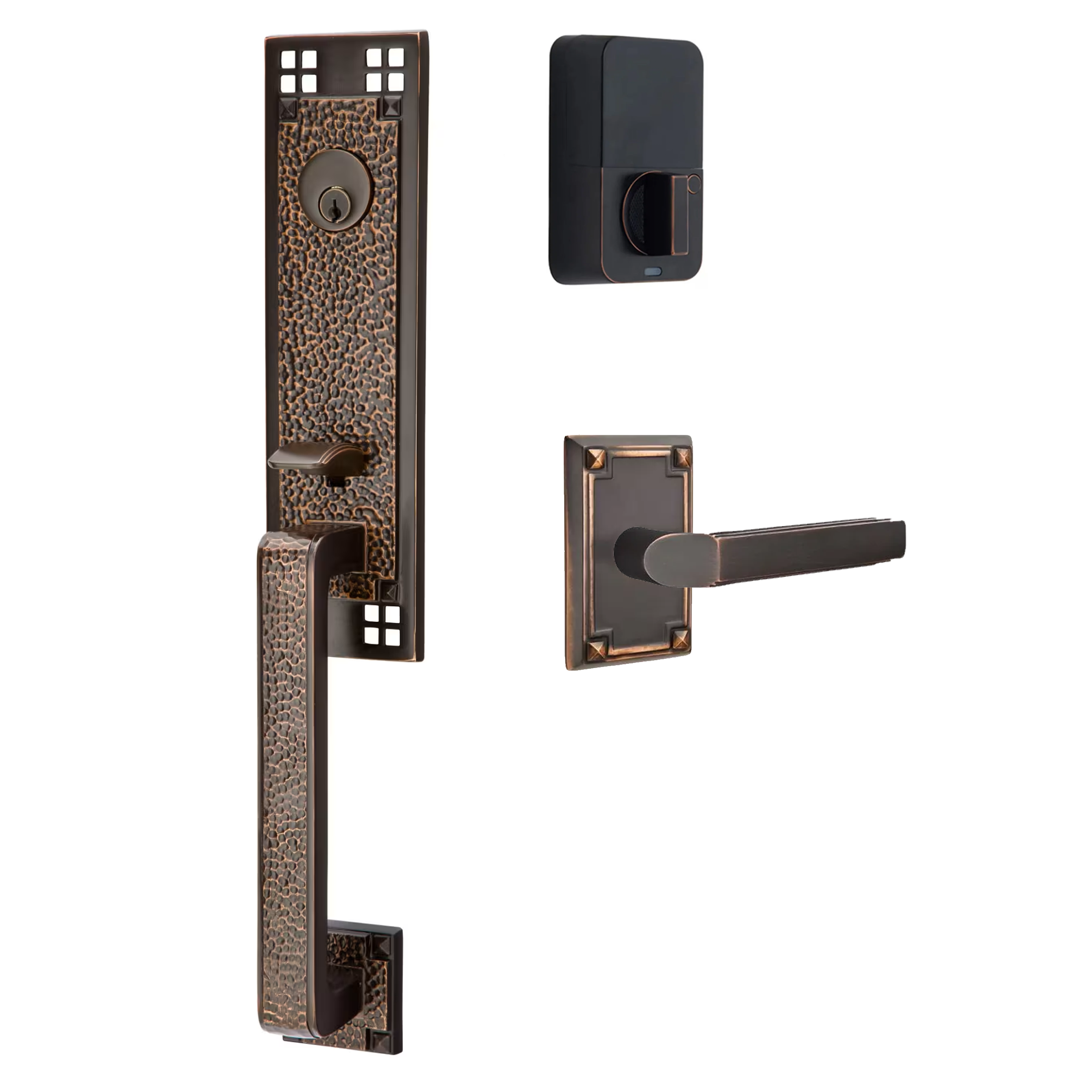 Emtek Arts & Crafts Tubular Entryset Monolithic with Milano Lever