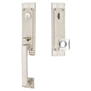 Emtek Arts & Crafts Tubular Entryset Monolithic with Modern Square Glass Knob