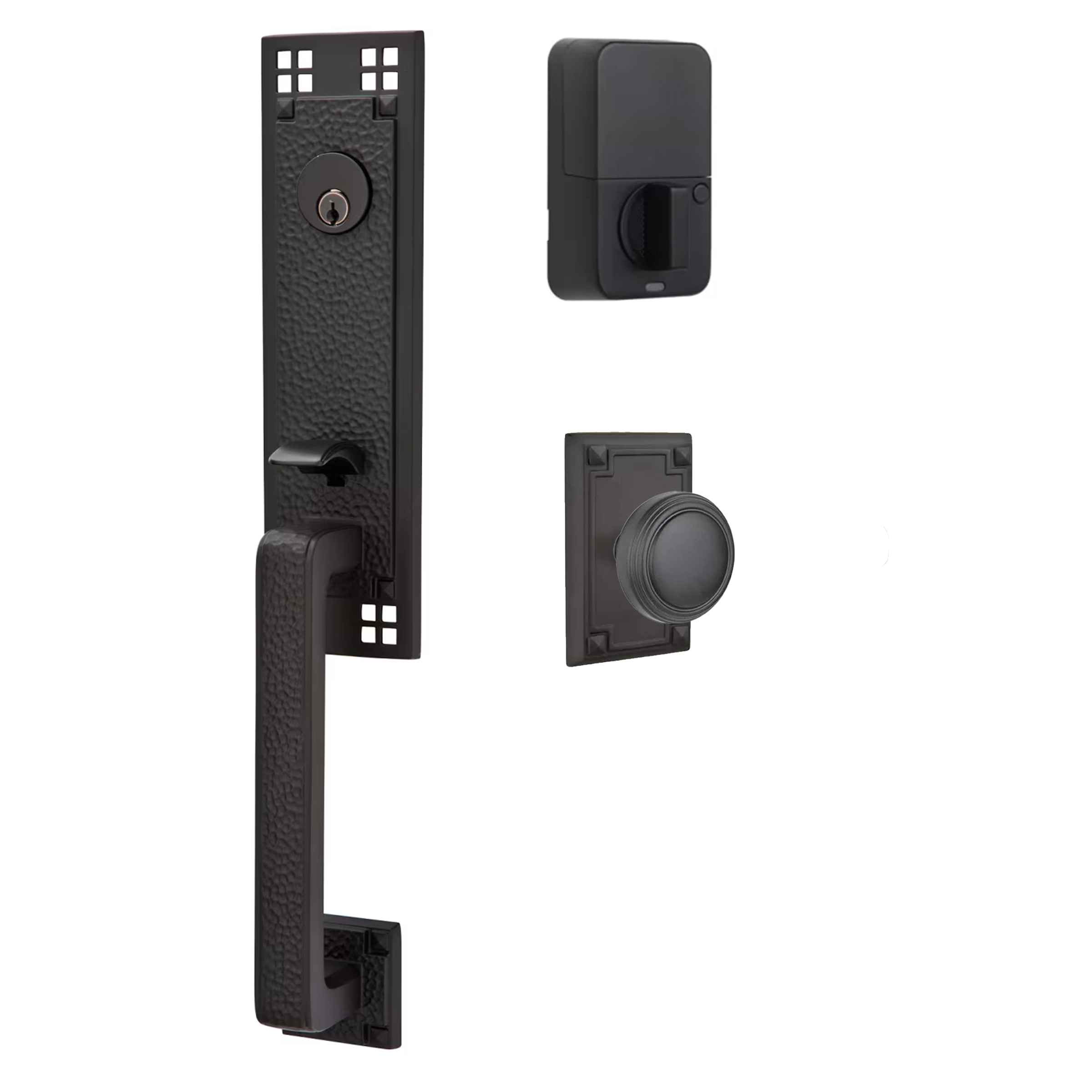 Emtek Arts & Crafts Tubular Entryset Monolithic with Norwich Knob