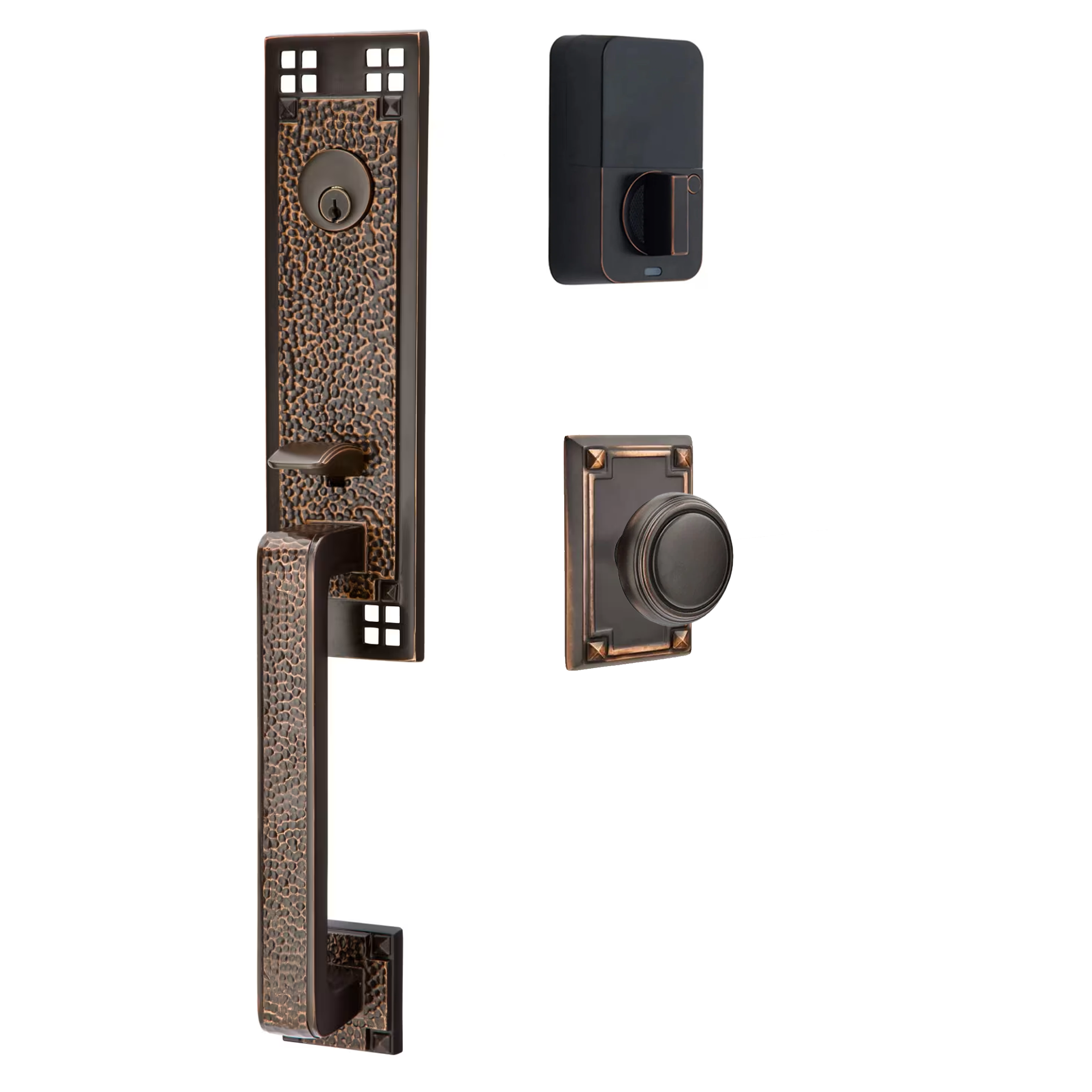 Emtek Arts & Crafts Tubular Entryset Monolithic with Norwich Knob