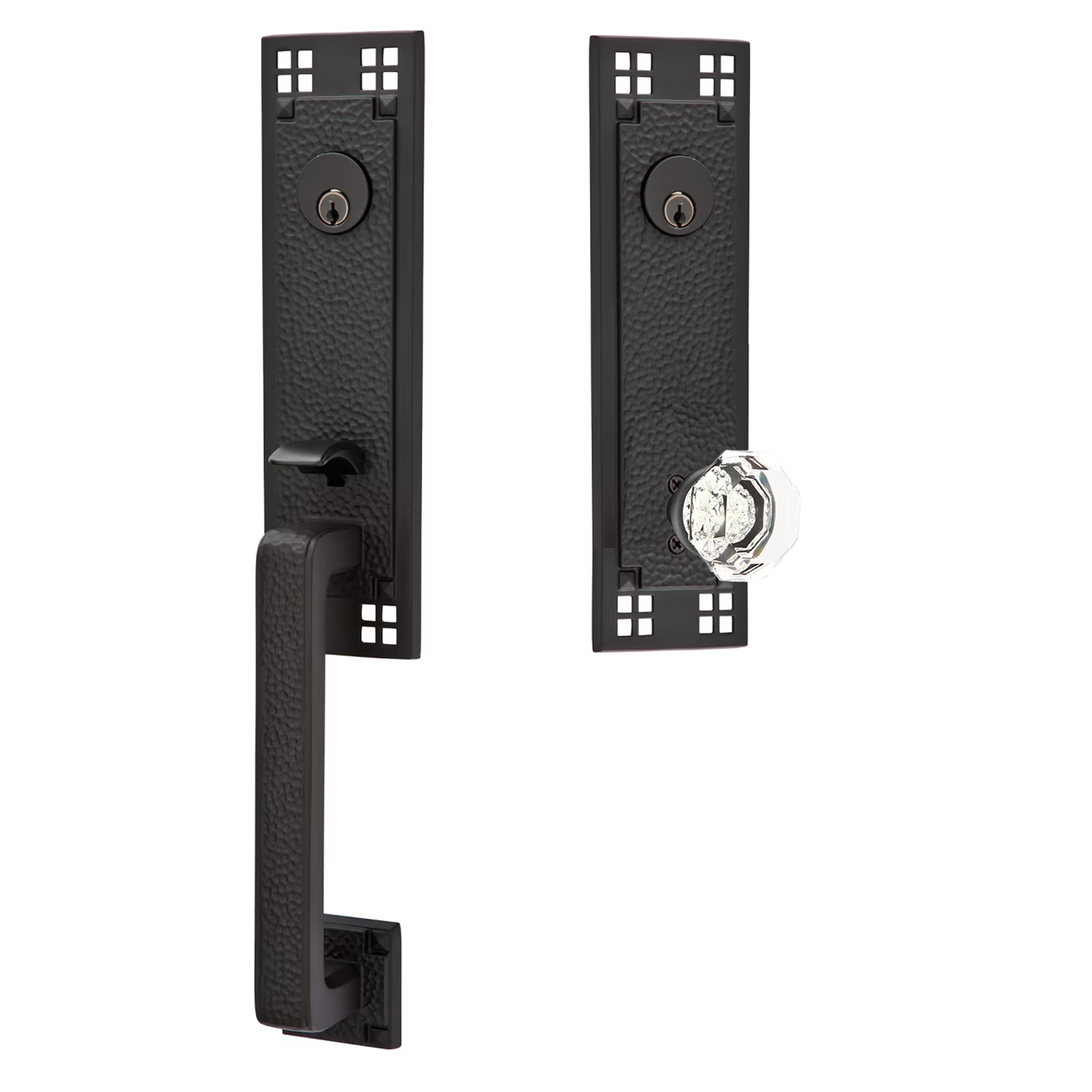 Emtek Arts & Crafts Tubular Entryset Monolithic with Old Town Knob