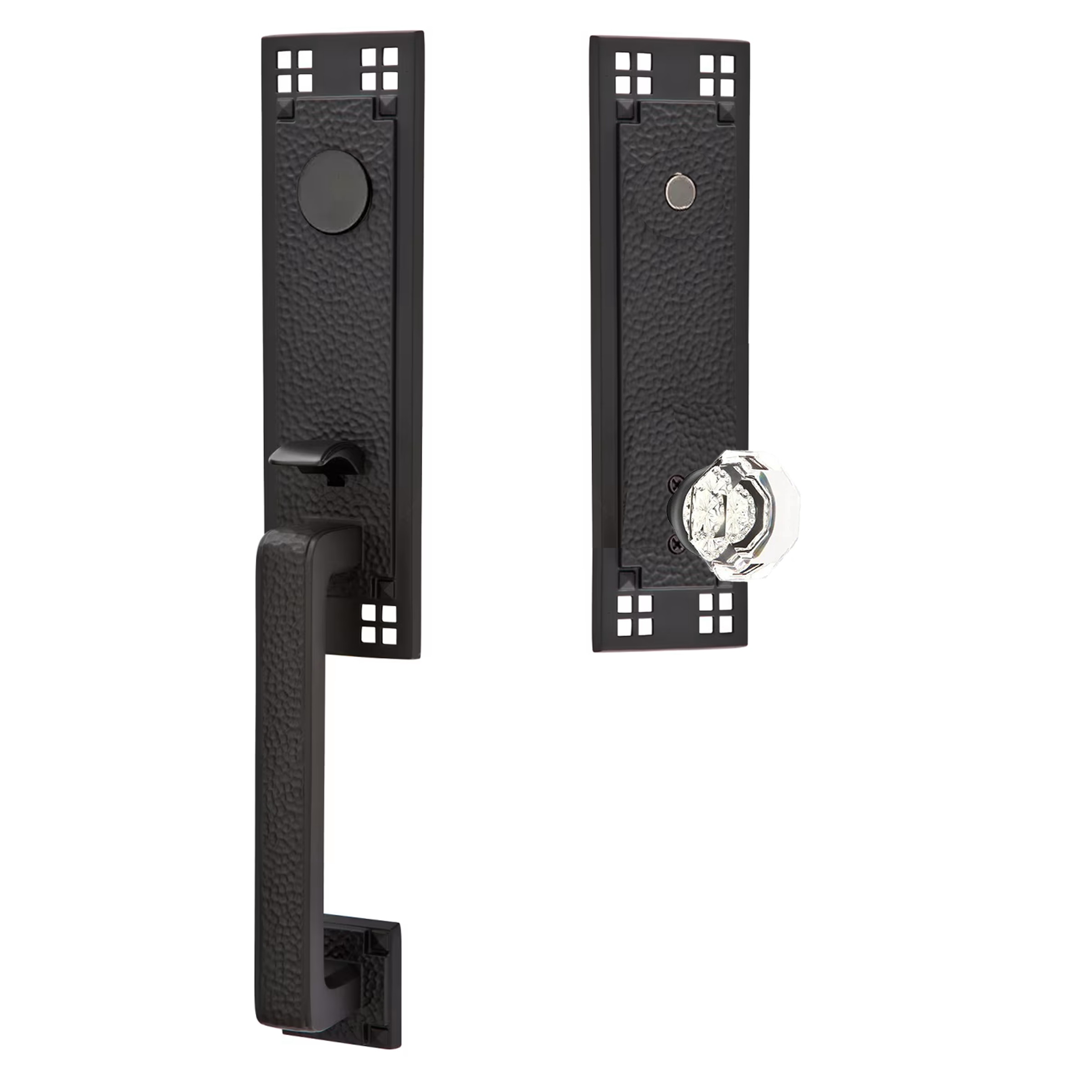 Emtek Arts & Crafts Tubular Entryset Monolithic with Old Town Knob